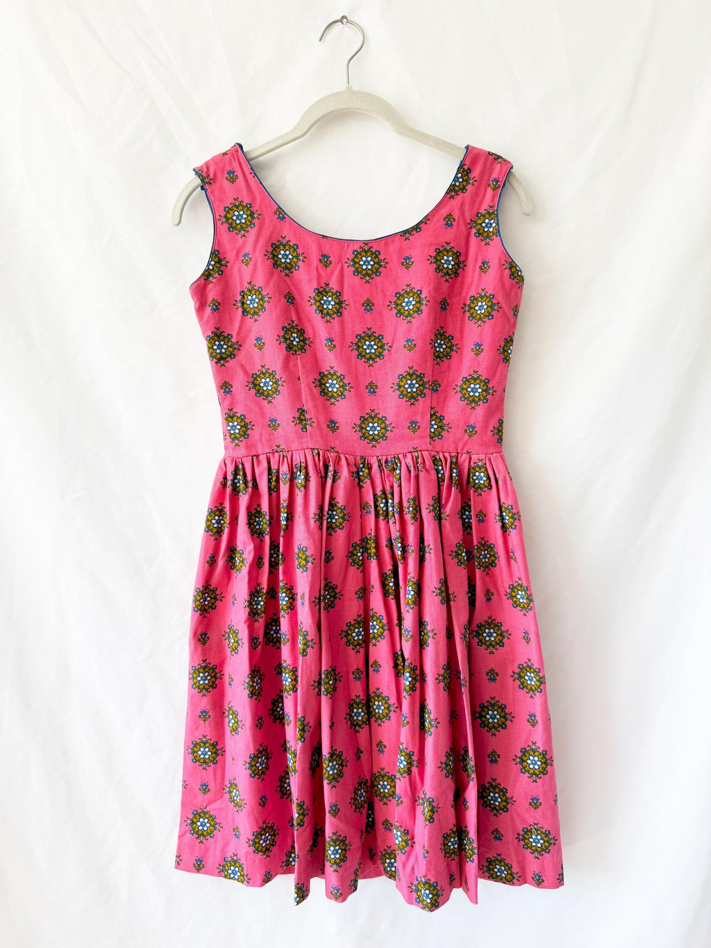 Vintage 60s Pink Dirndl Dress XS