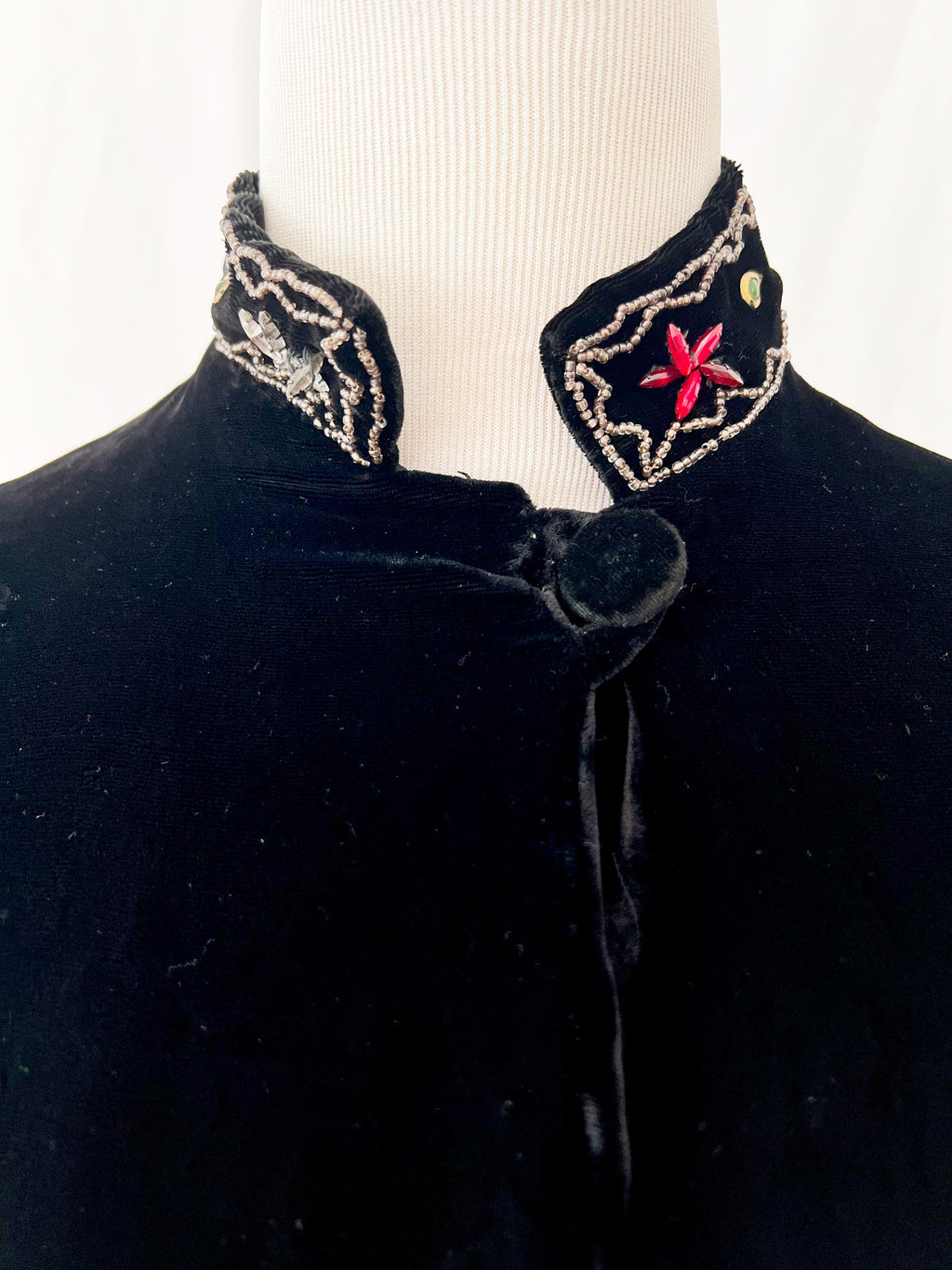 jeweled black velvet cape