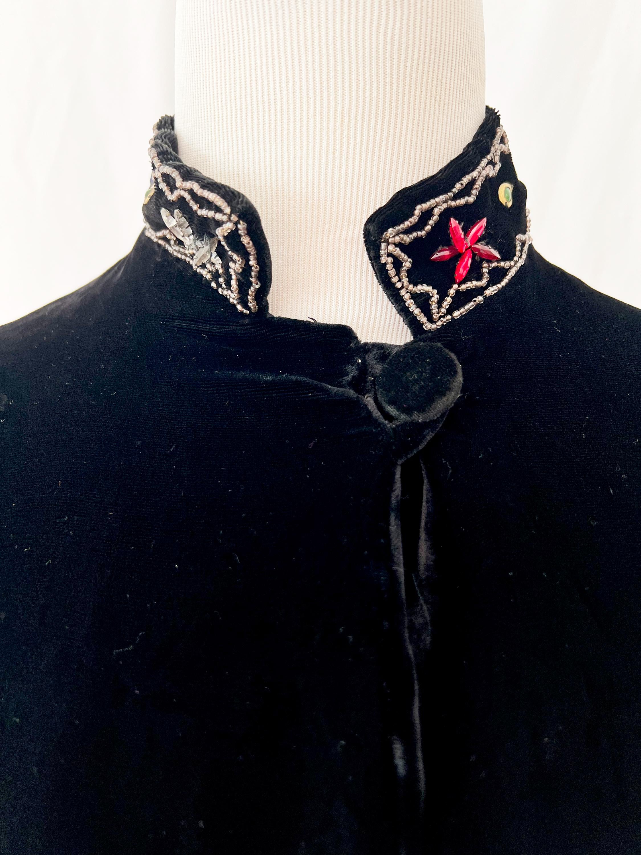 jeweled black velvet cape