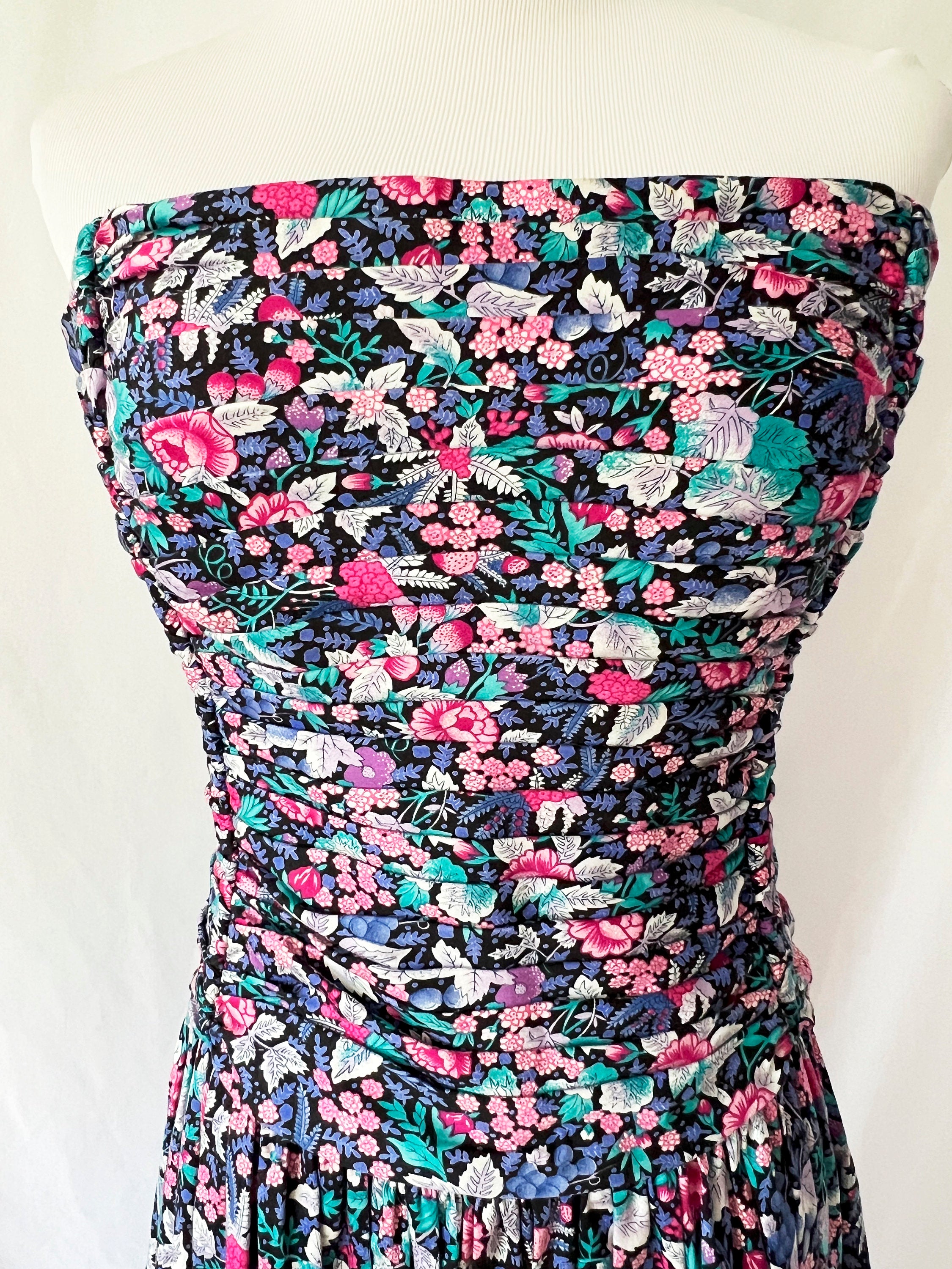 floral strapless summer dress jane schaffhausen for belle france size 6