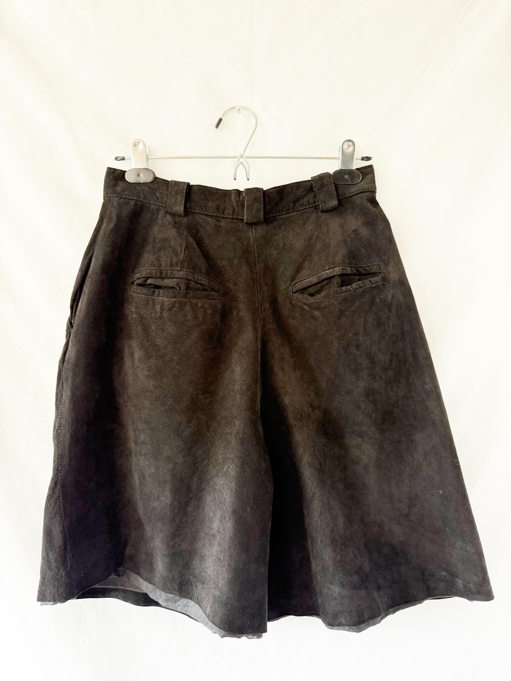 High Waist Black Suede Shorts Medium