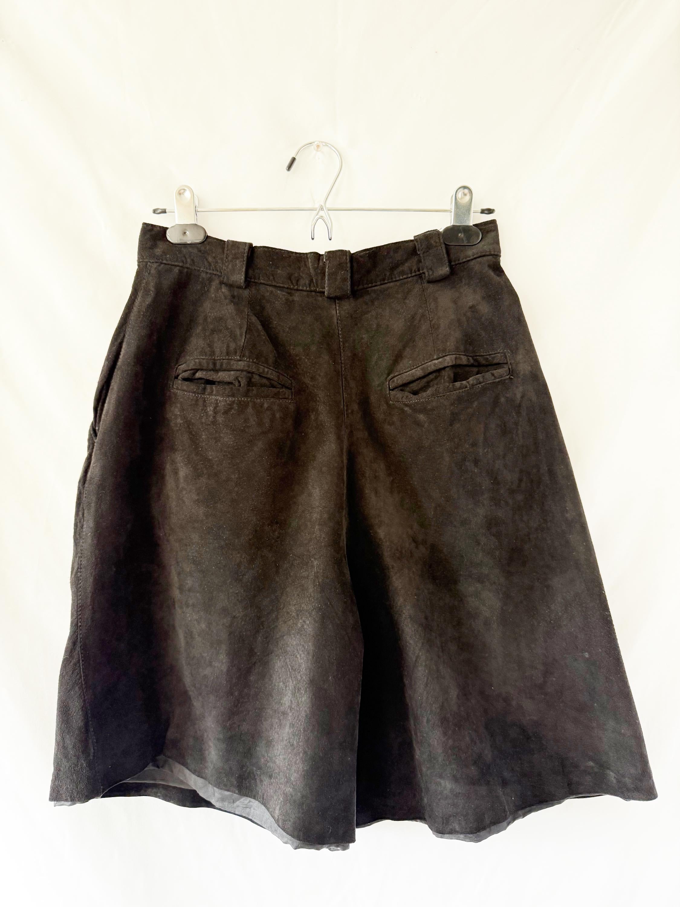High Waist Black Suede Shorts Medium