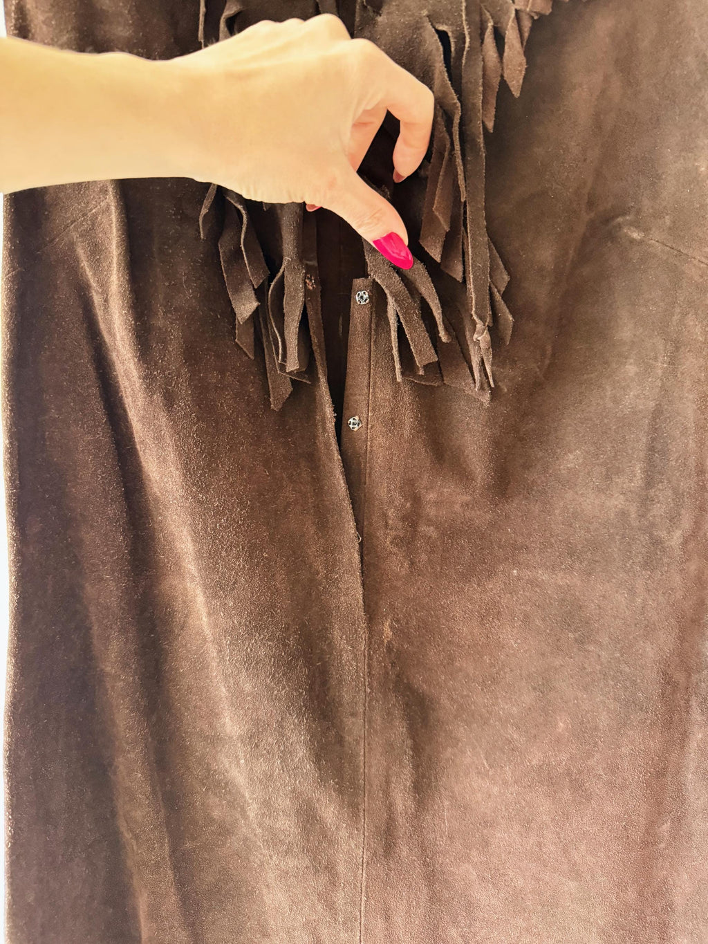 Vintage 60s  Leather Fringe Mini Dress El Greco Small