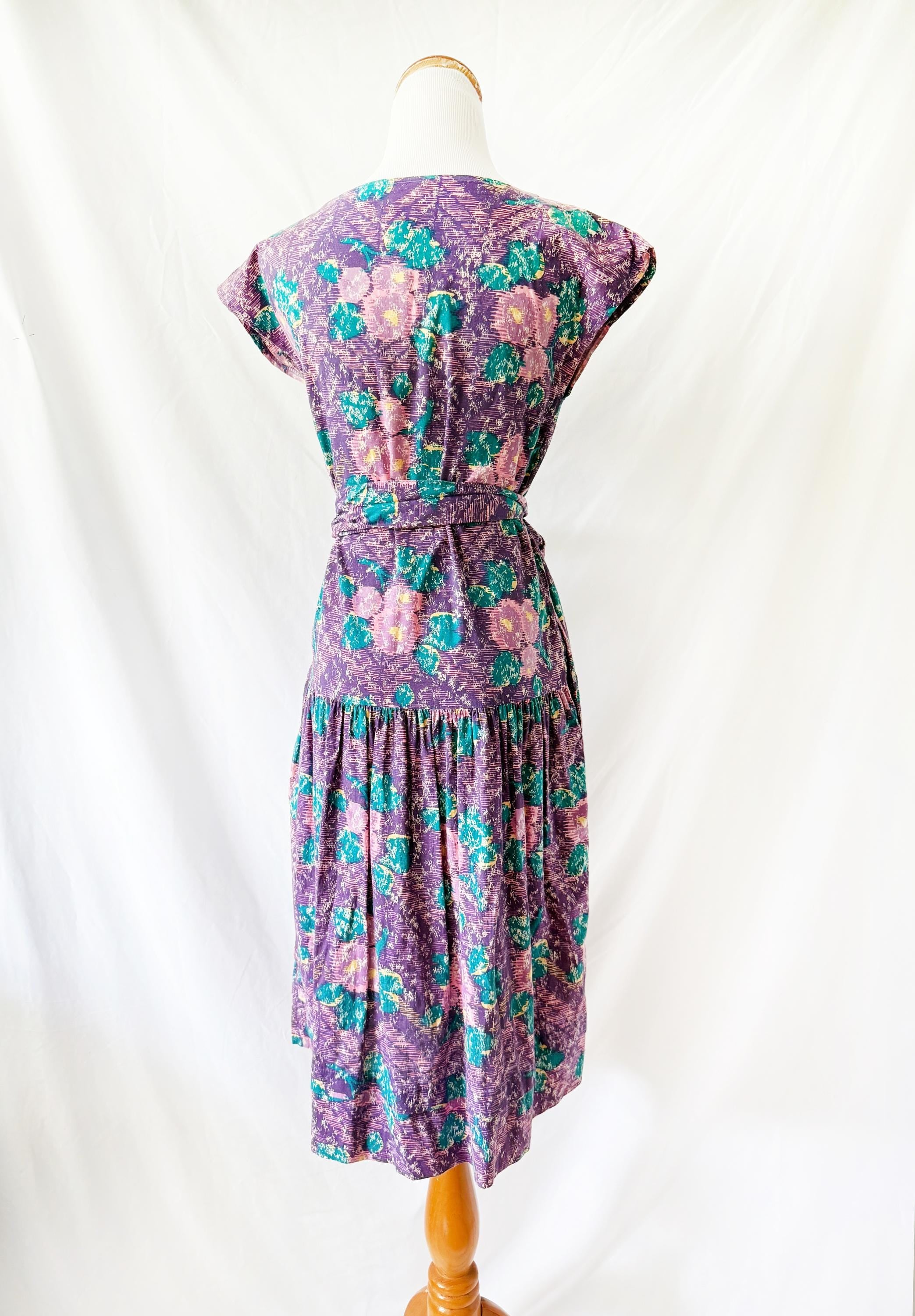 Vintage Laura Ashley Abstract Floral Print Dress Small