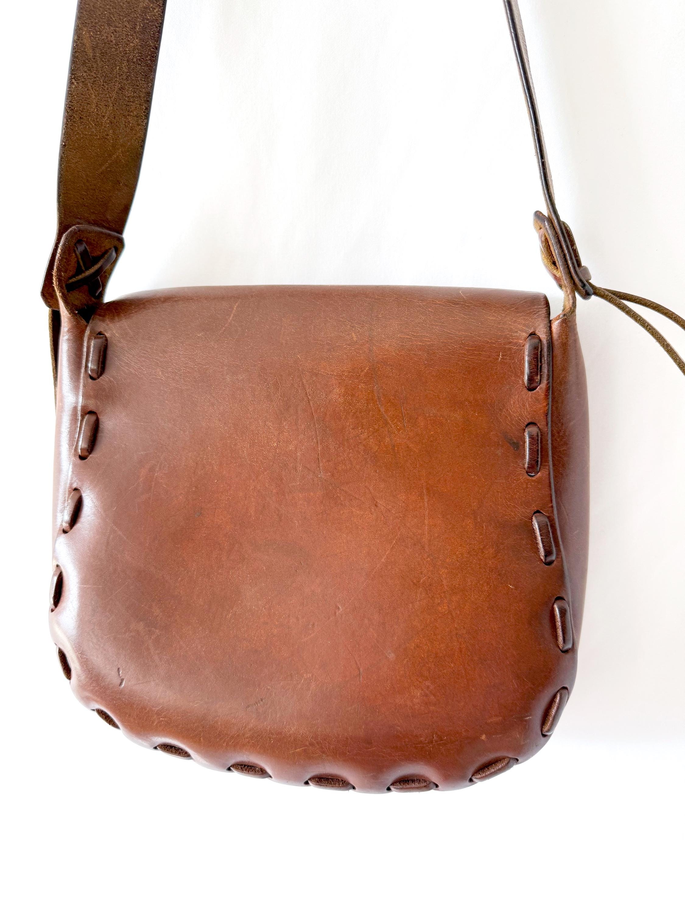 Vntg 60s Tooled Leather Purse Butterfly and Flowers