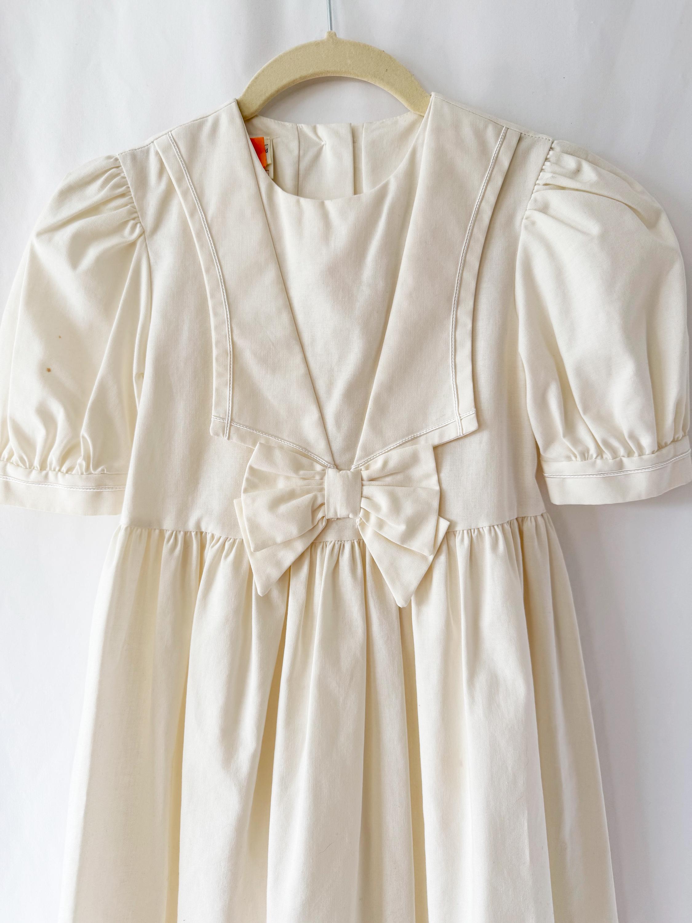 Vintage Laura Ashley Mother & Child Dress White Ribbon Size 7