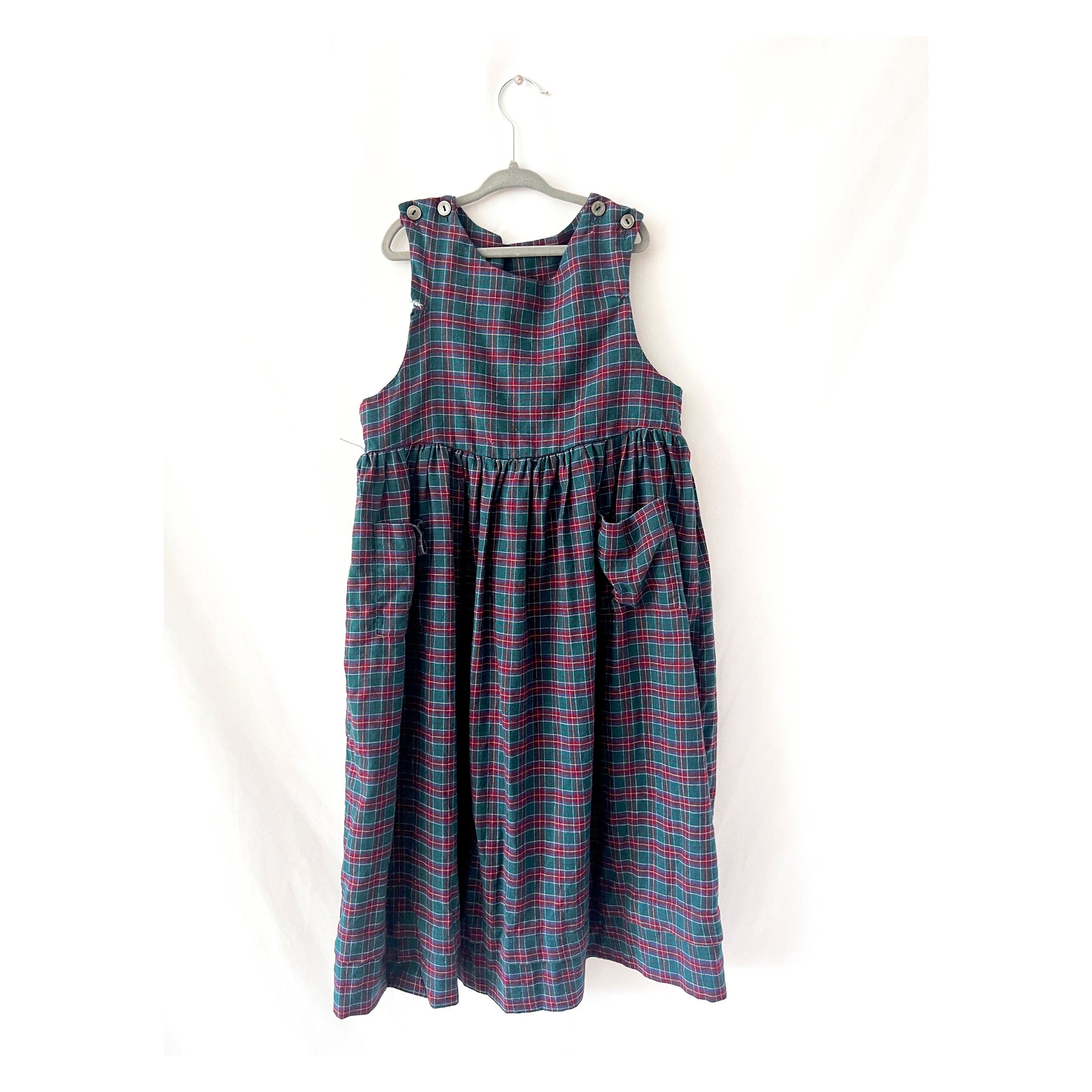 vintage laura ashley dress plaid  flannel dress for girls size 9 / 10