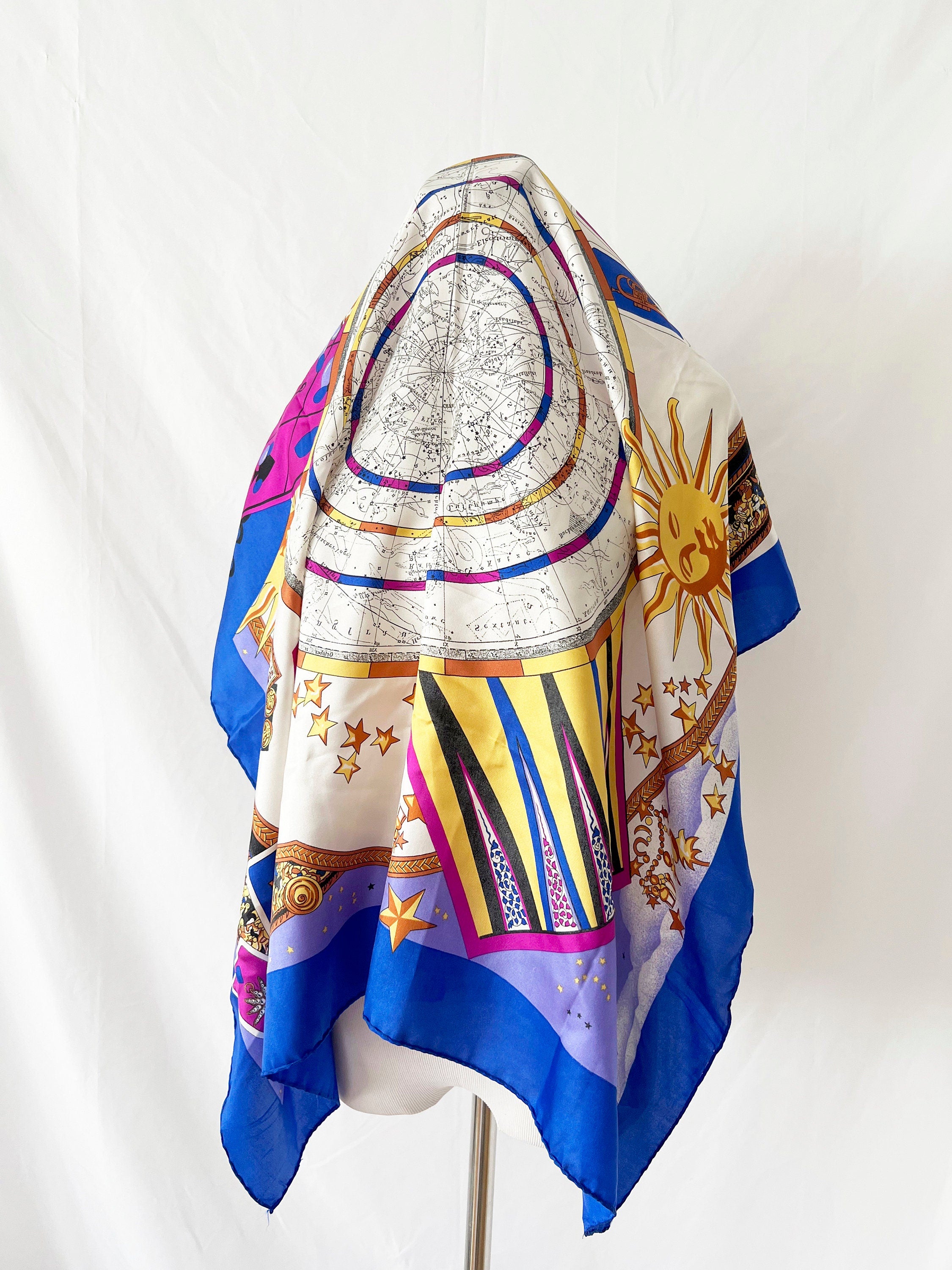 suns signs astrology  silk scarf large square / sun sign zodiac / neiman marcus