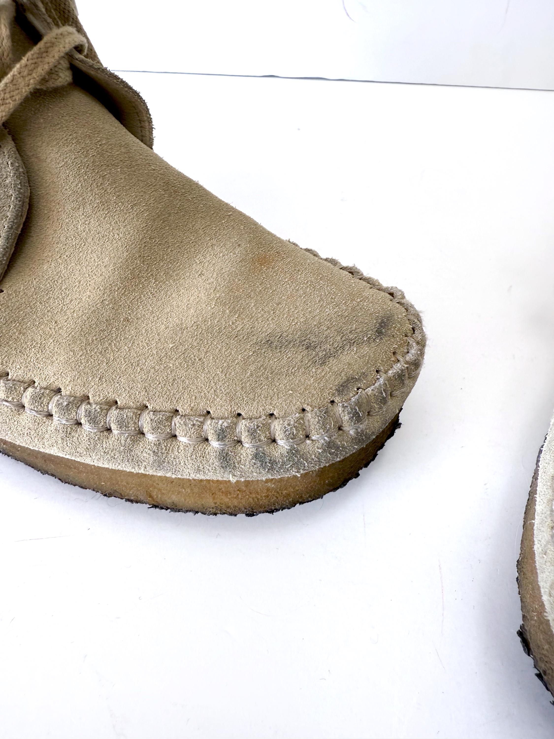 vintage clarks beige moccasin lace up shoes size 8