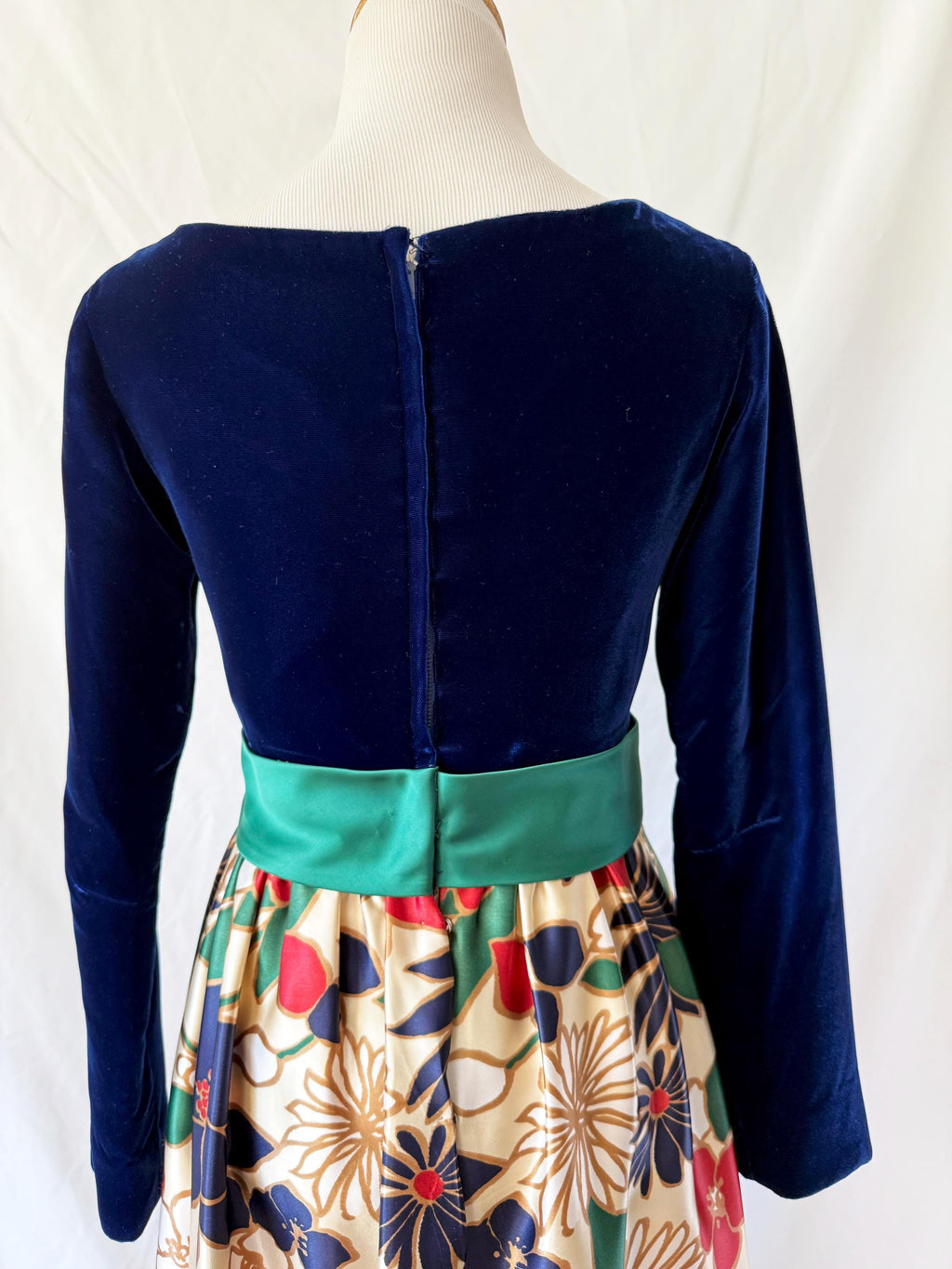 Vntg 1960s Silk Velvet Gown | 60s Floor Length Dress Small