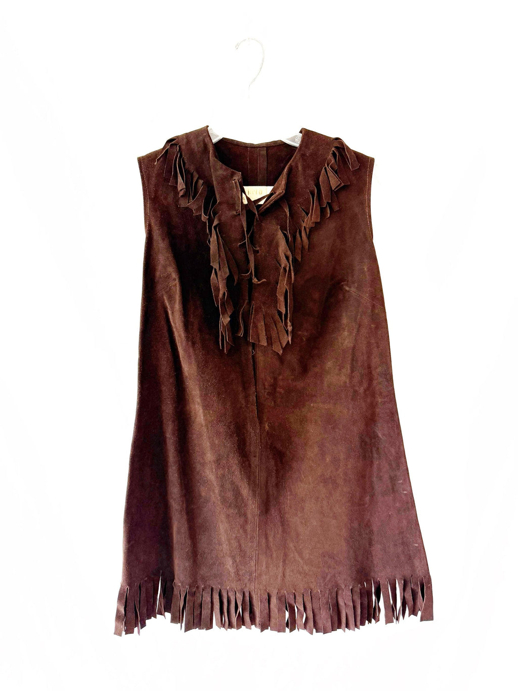 Vintage 60s  Leather Fringe Mini Dress El Greco Small