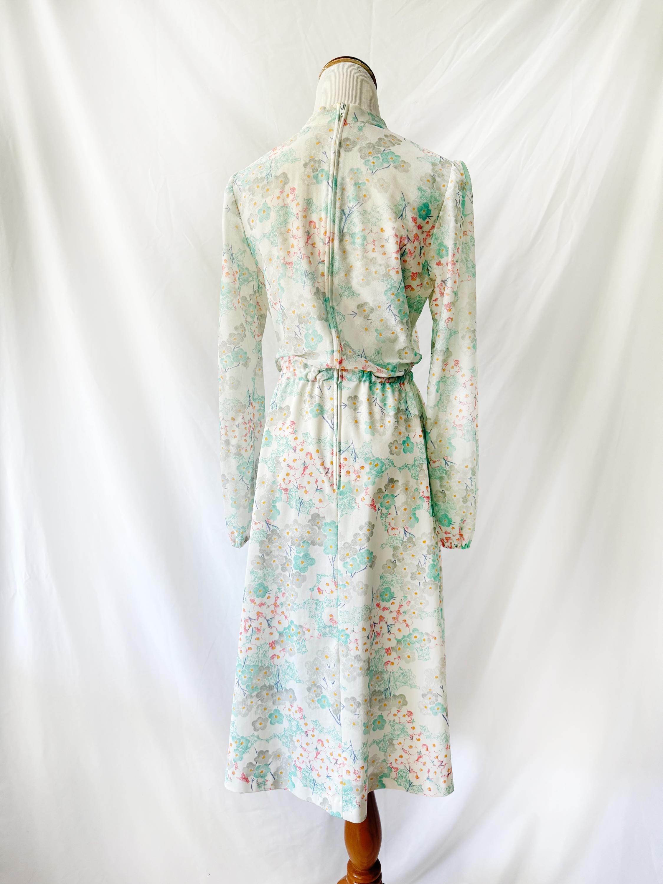 1970s Floral Melissa Lane Dress Large