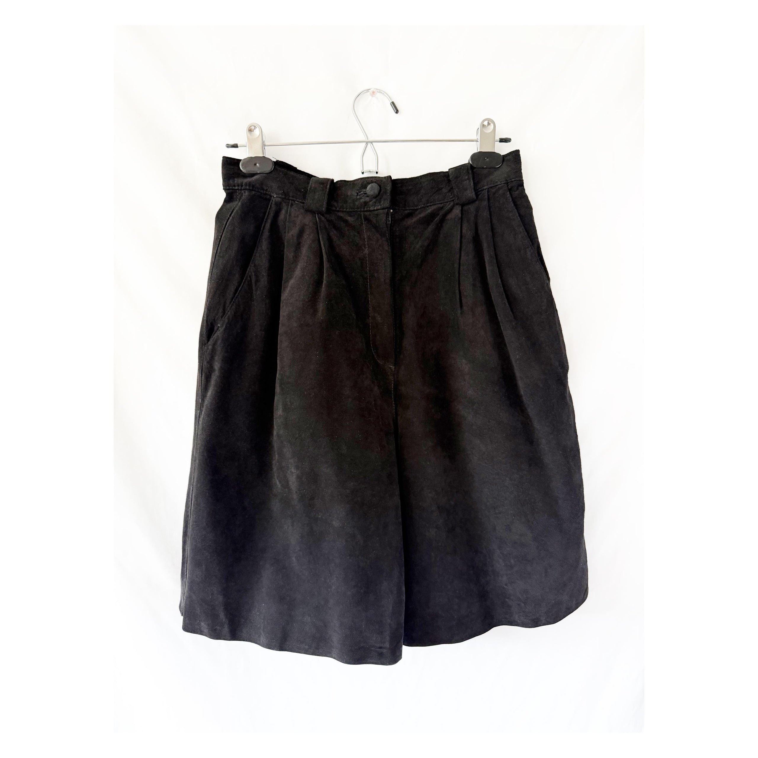 High Waist Black Suede Shorts Medium