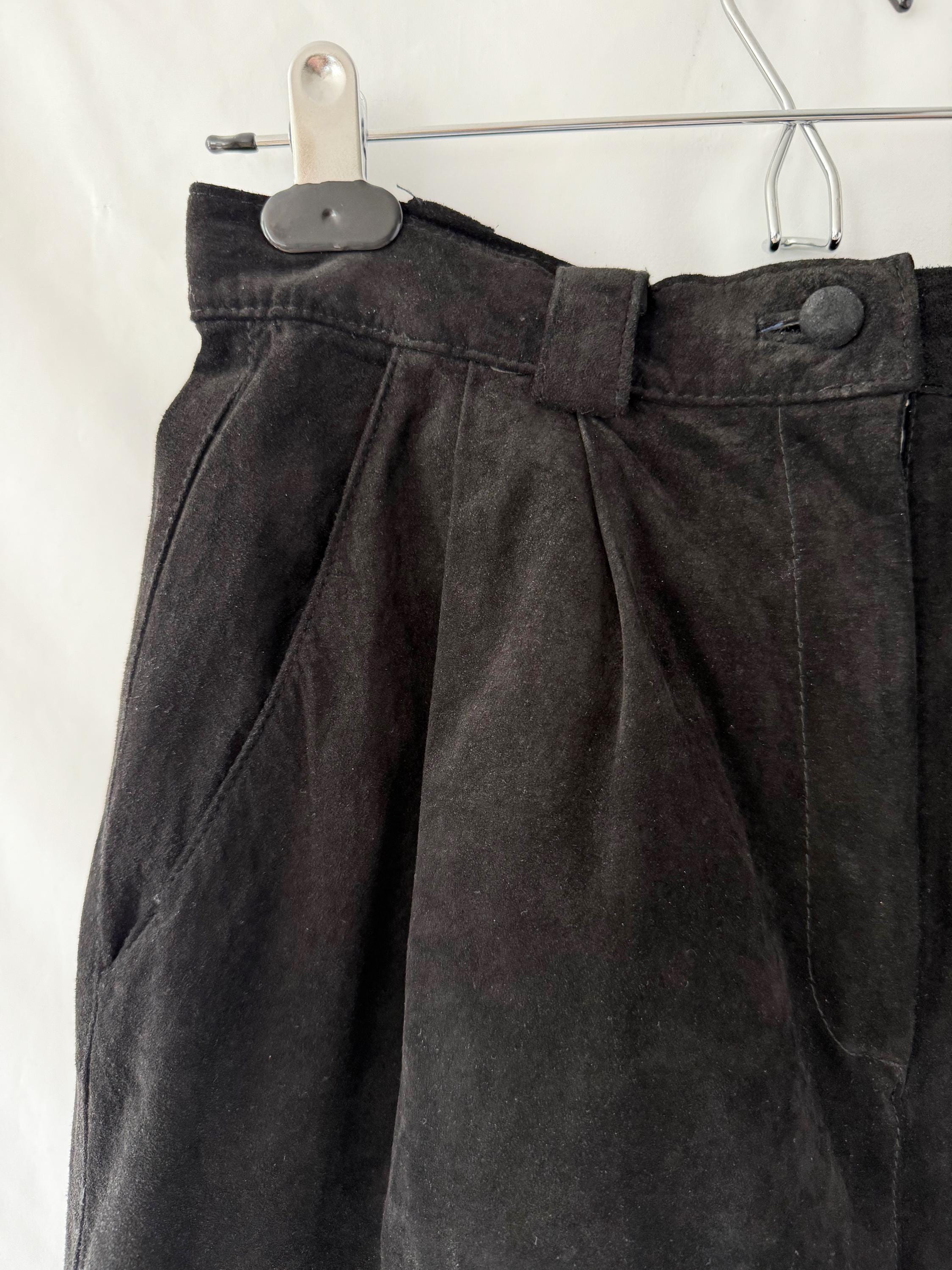 High Waist Black Suede Shorts Medium