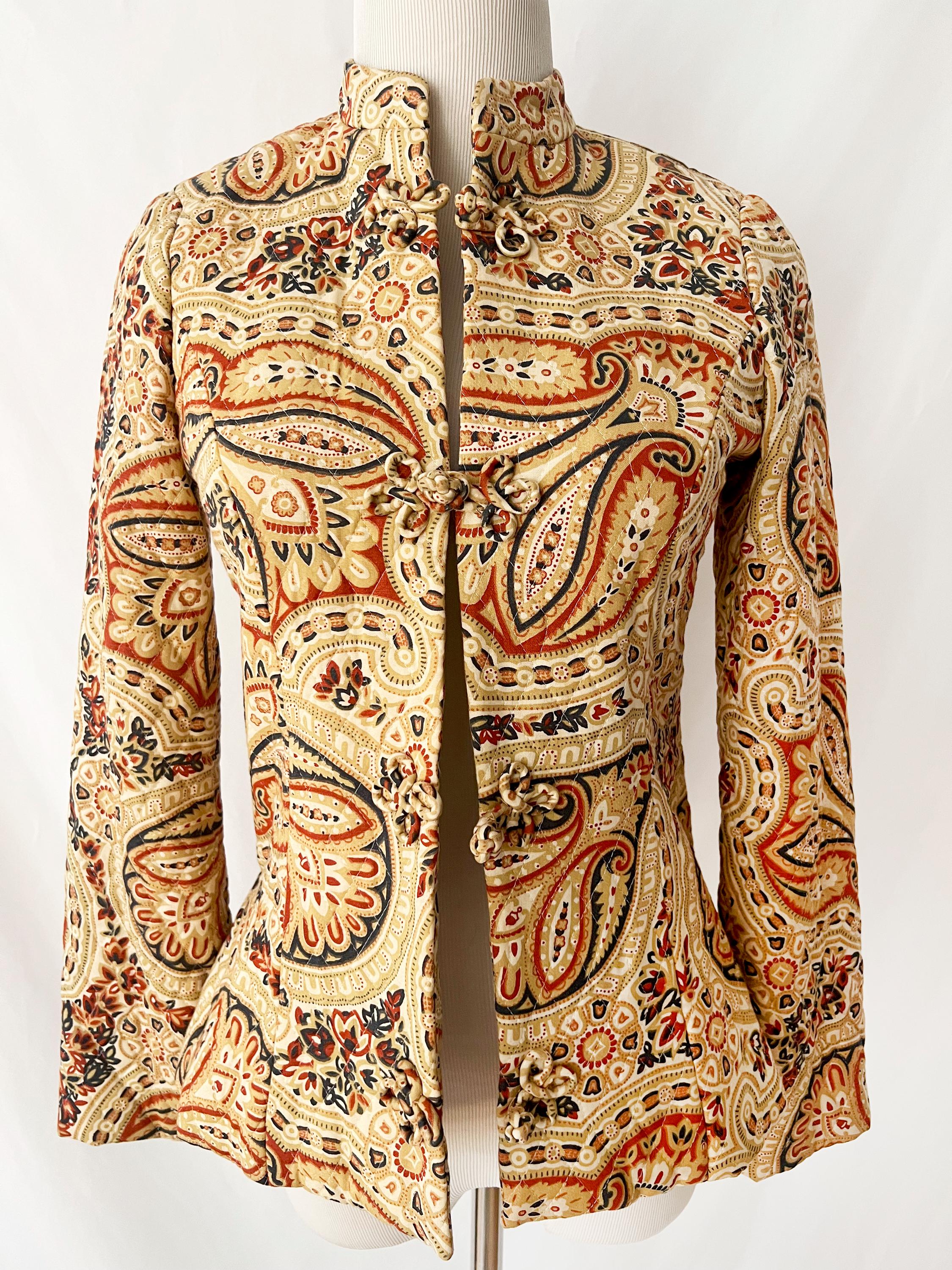 eleanor brenner couture / 1970s vintage paisley quilted jacket / xsmall