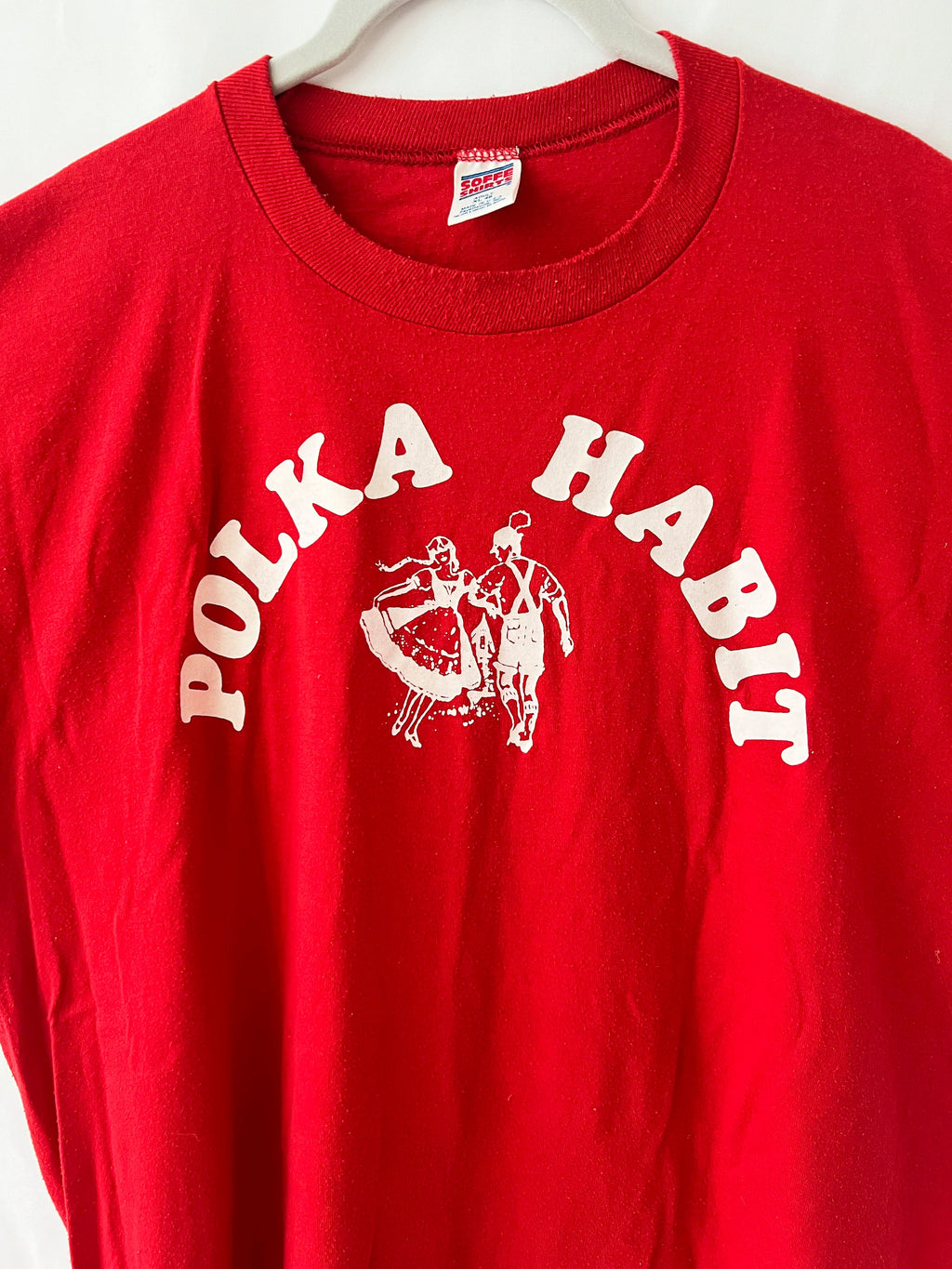 Vintage 70s Polka Habit T-Shirt: Red Radio Promo Tee (XL)