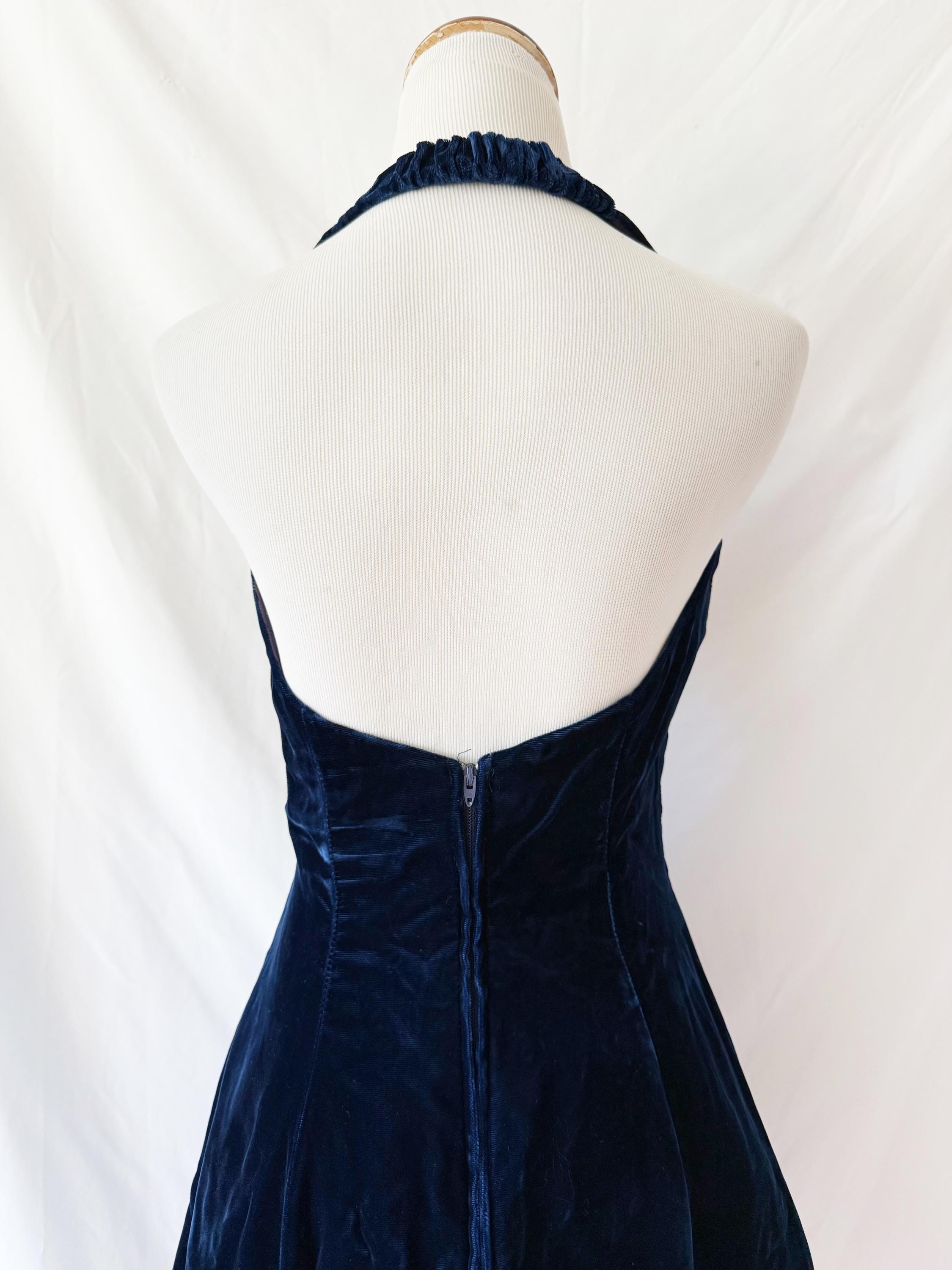 Positively Ellyn | 80s Vintage Crushed Velvet Halter Dress
