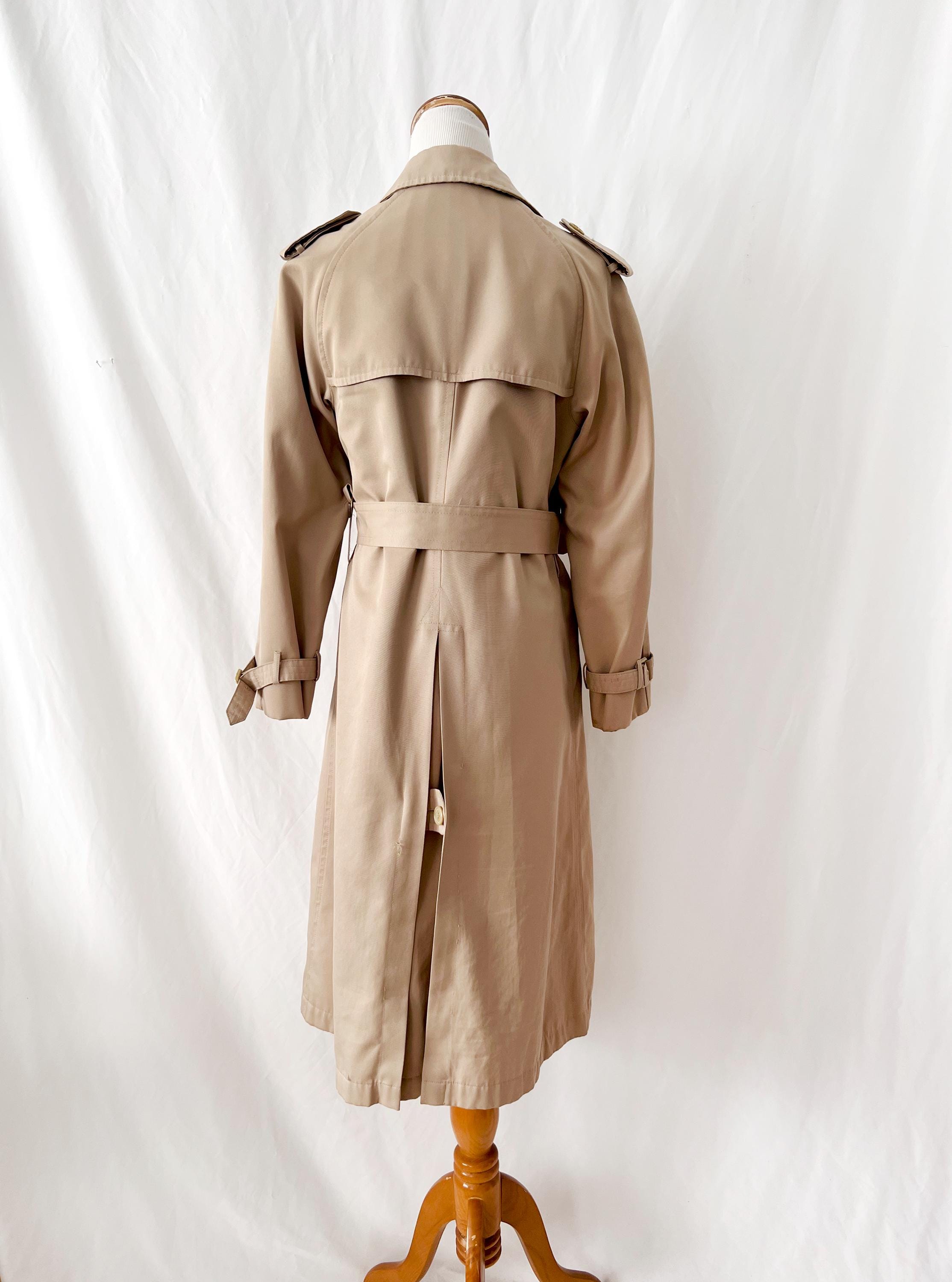 Vintage Misty Harbor Trench Coat: 70s-80s Double Breasted Midi, Size Medium