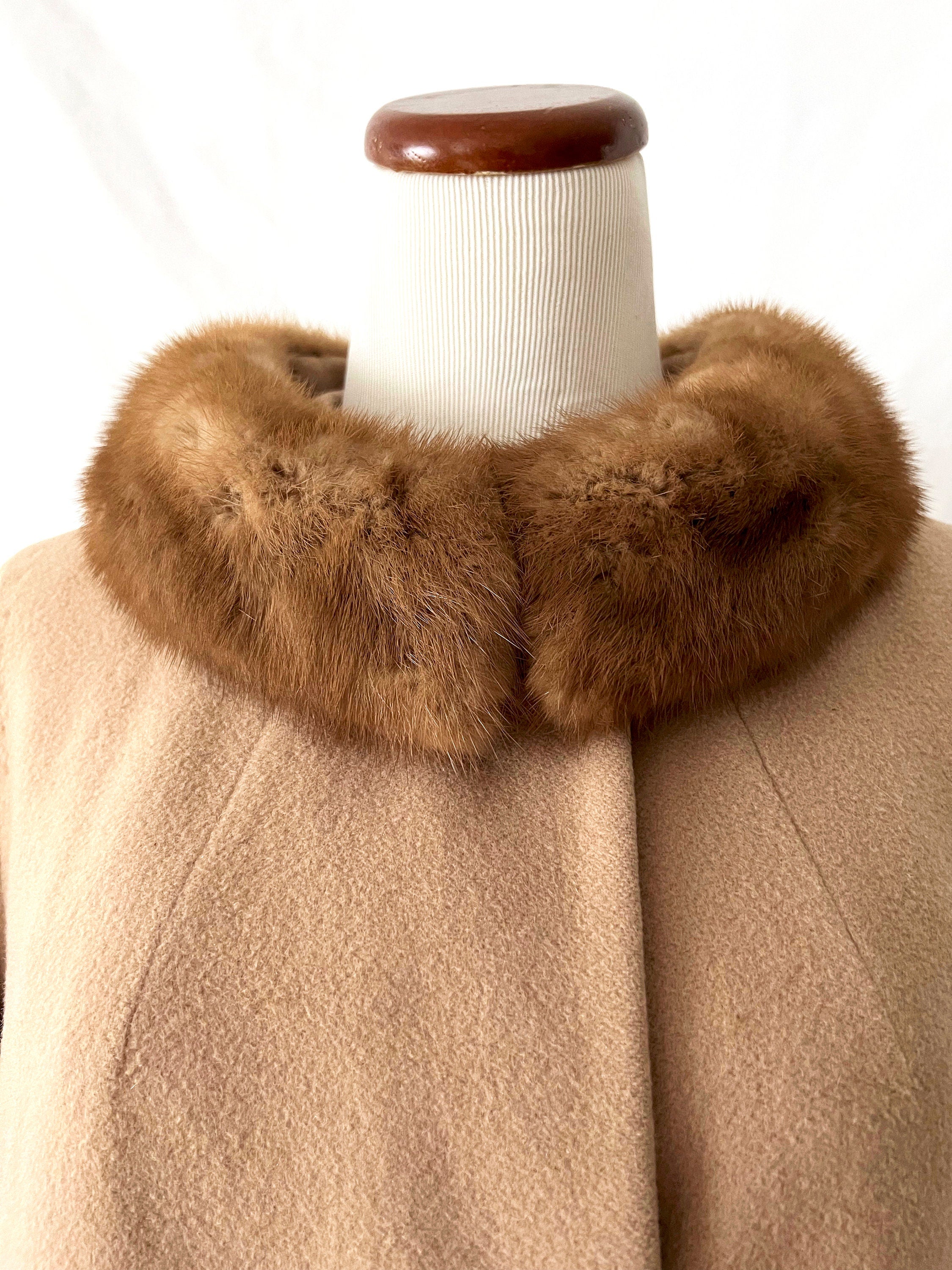 vintage 1960s cashmere and fur coat medium