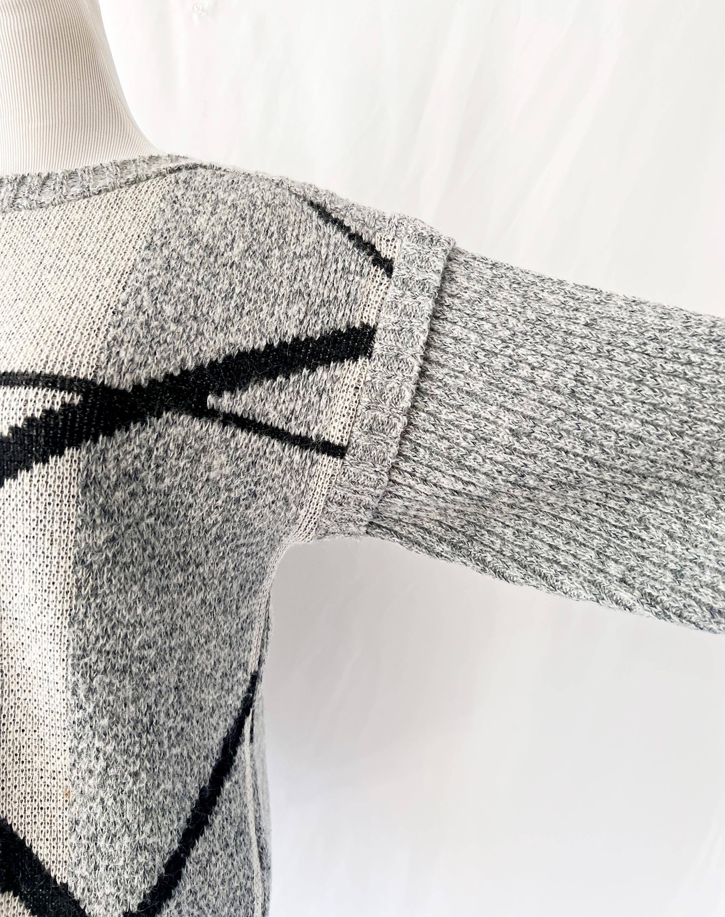 Vintage Rodier Paris Abstract Geometric Wool Sweater Medium