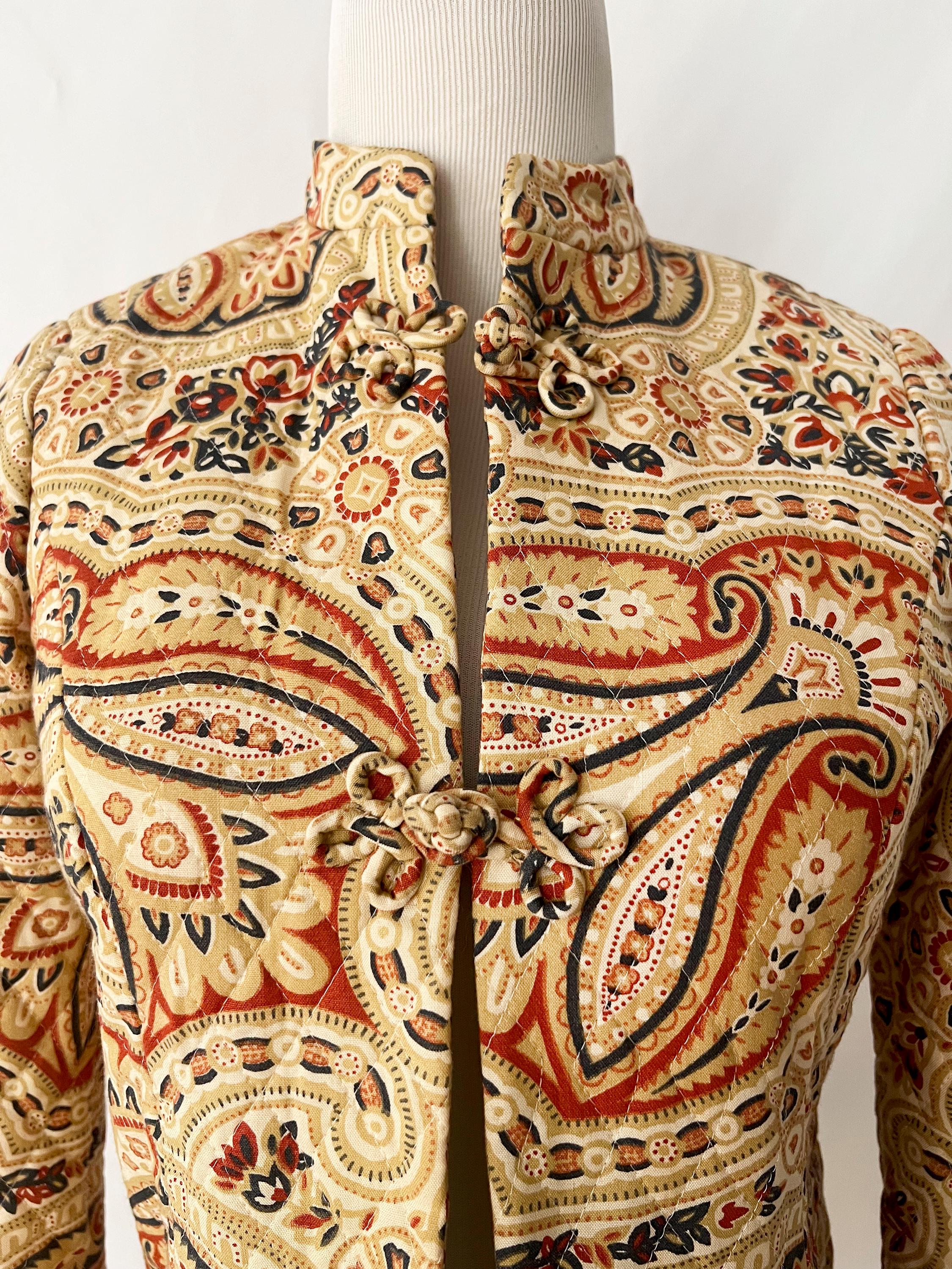 eleanor brenner couture / 1970s vintage paisley quilted jacket / xsmall