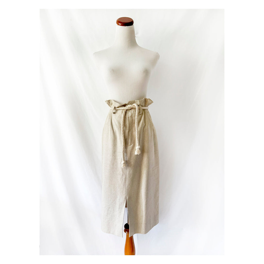 norman todd california linen skirt / rope belt / size 2