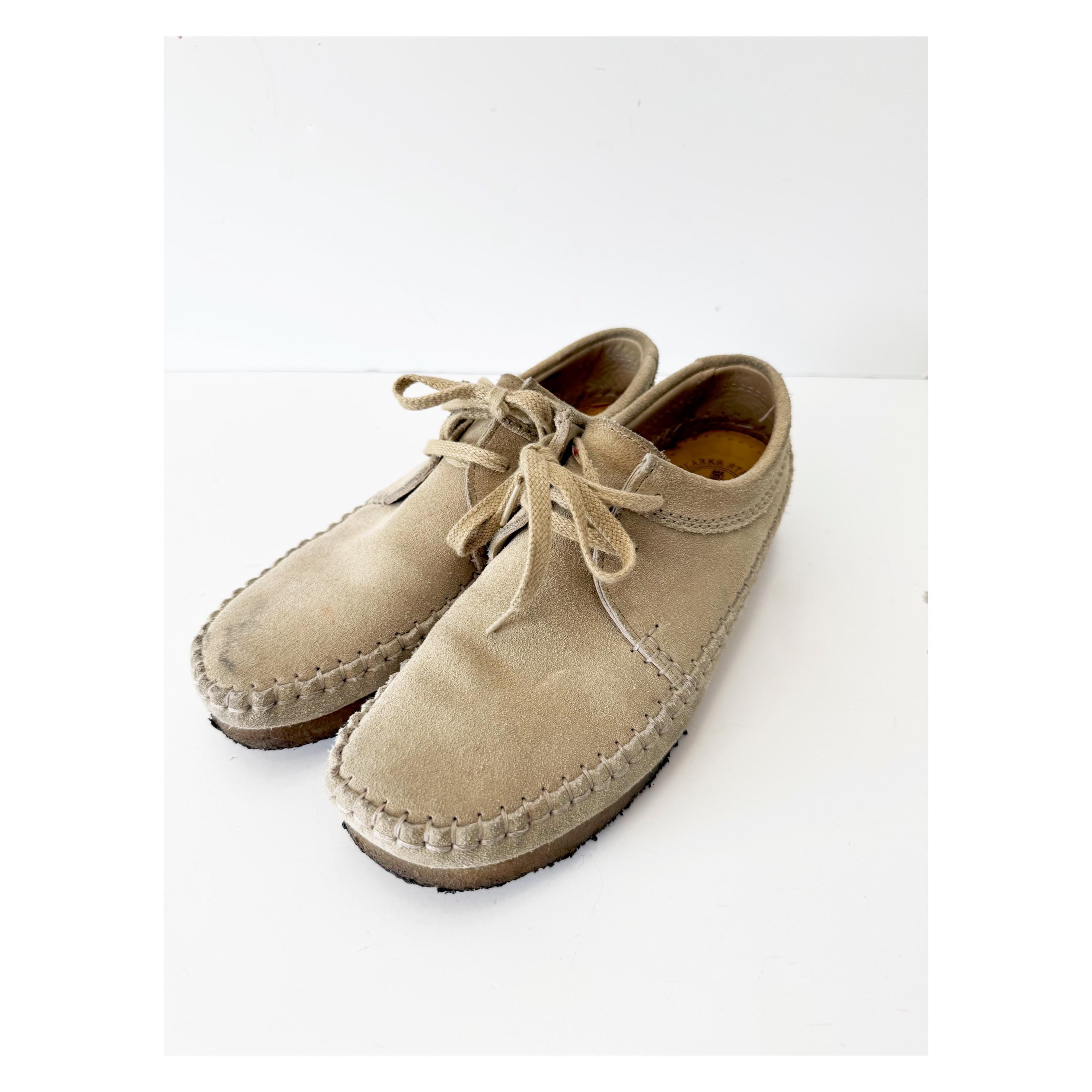vintage clarks beige moccasin lace up shoes size 8