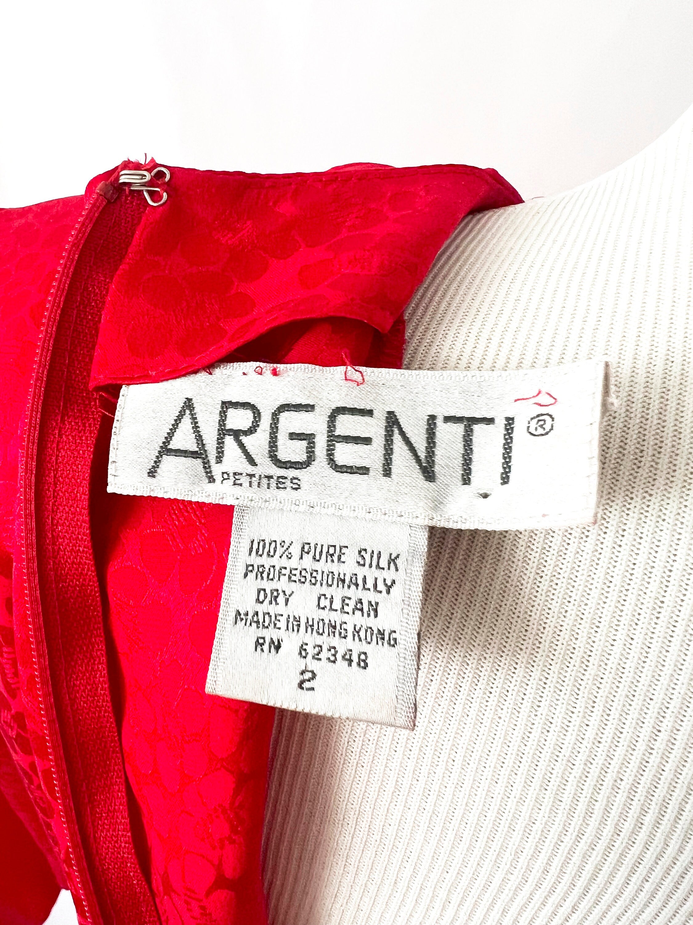 1980s vintage red silk dress with sequin waist argenti small