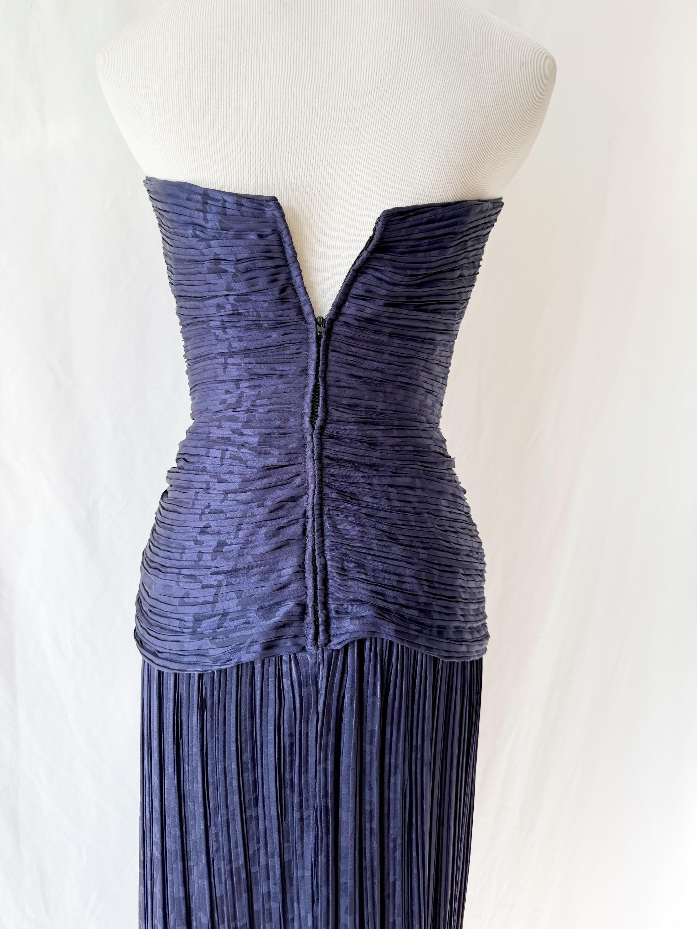 Vintage 1980s Purple Column Gown  / Michael Casey / Small
