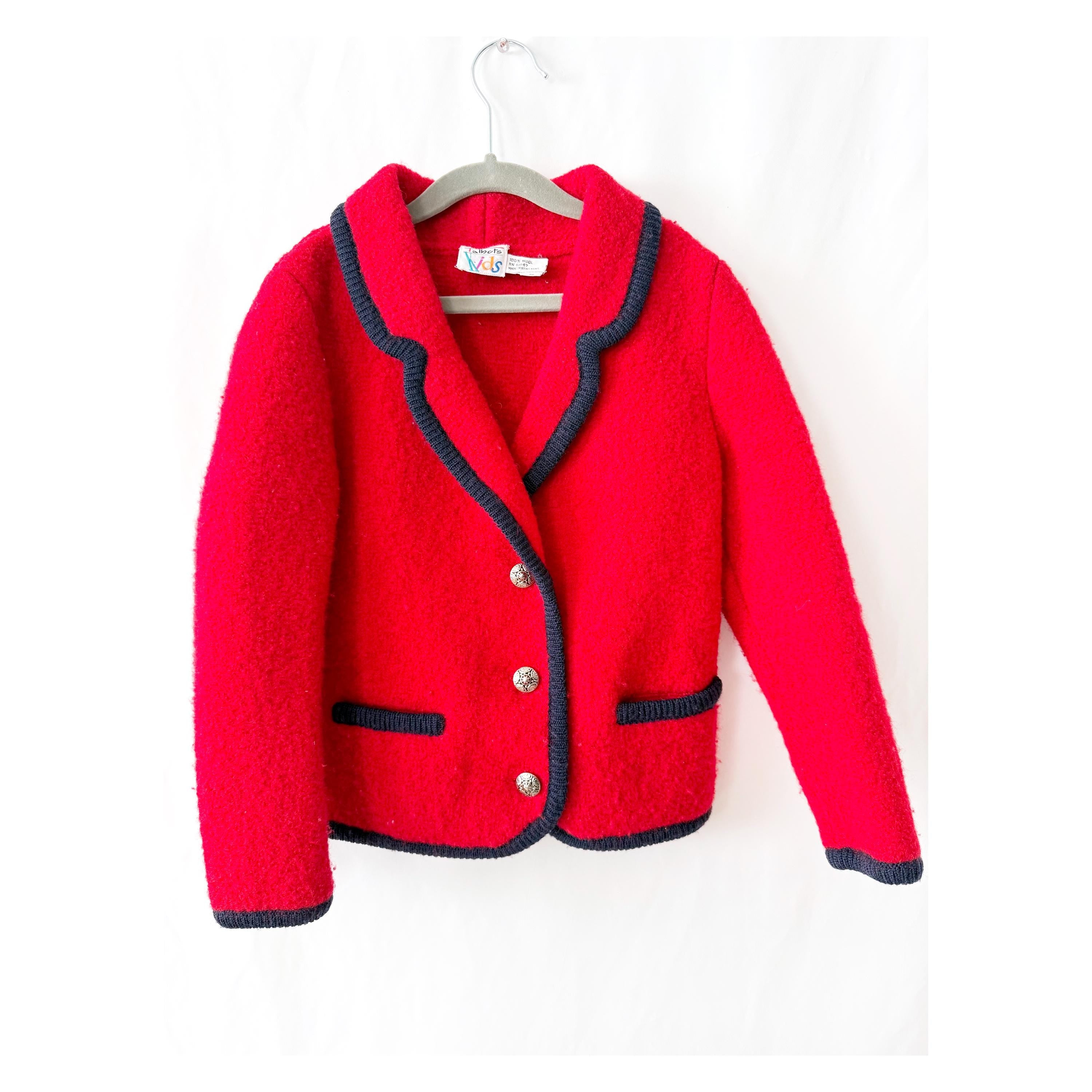 vintage talbots  kids boiled wool cardigan sweater jacket kids small size 6