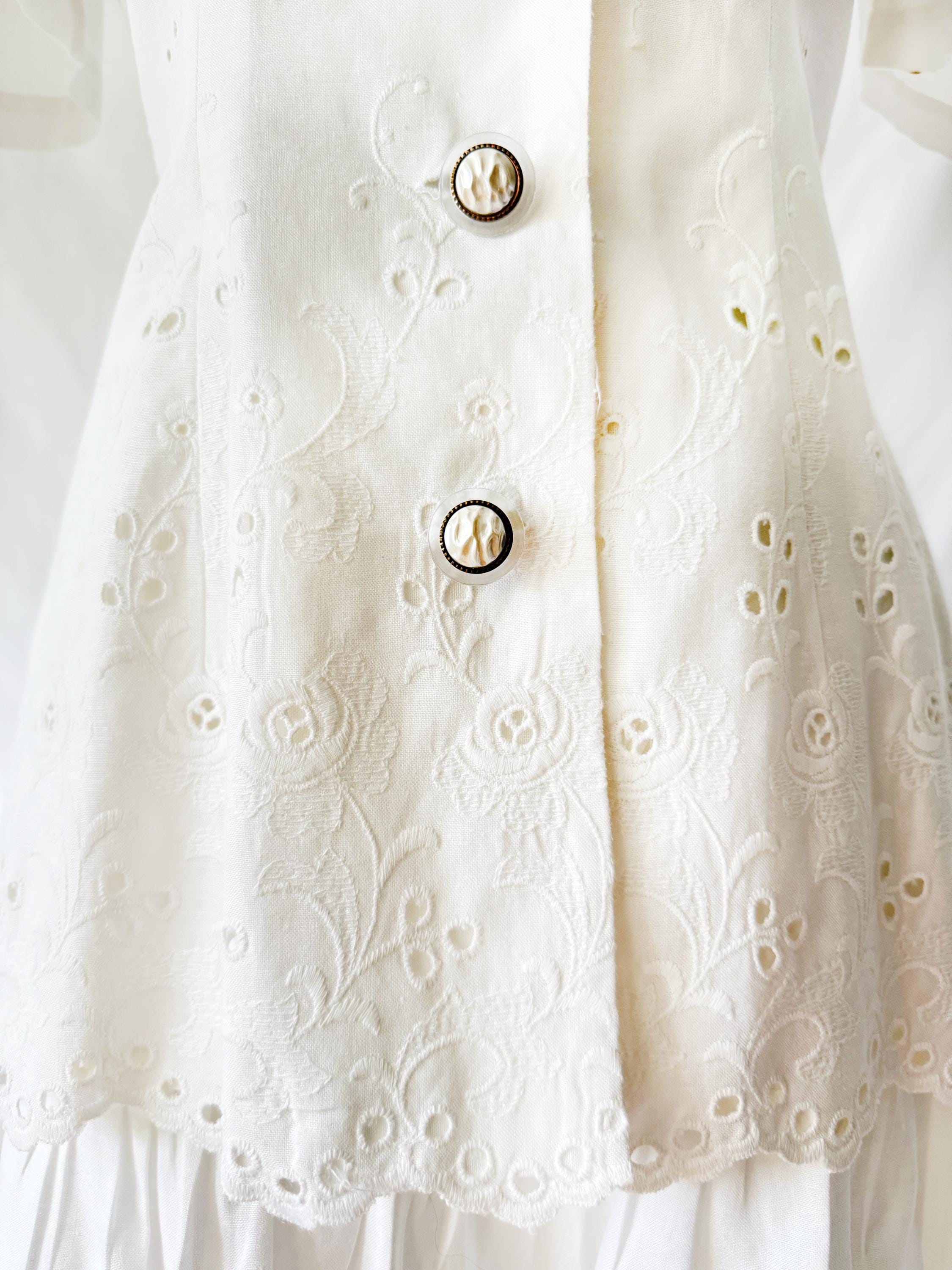 White Eyelet Cotton 2Piece Skirt Set Size 6