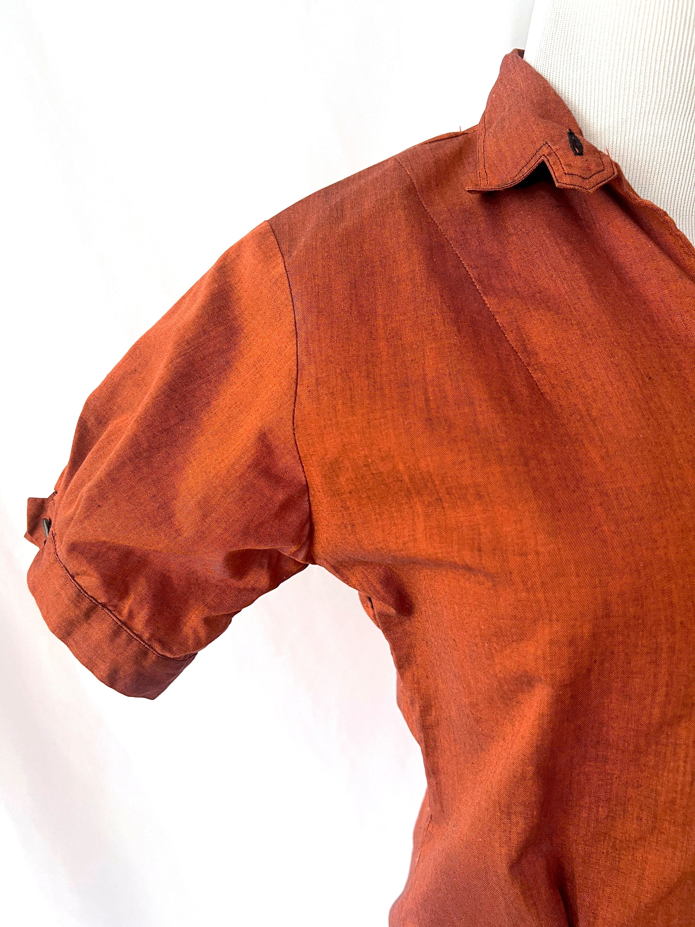 ship n shore blouse vintage 60s bronze shirt short sleeve buttondownnew with tags small