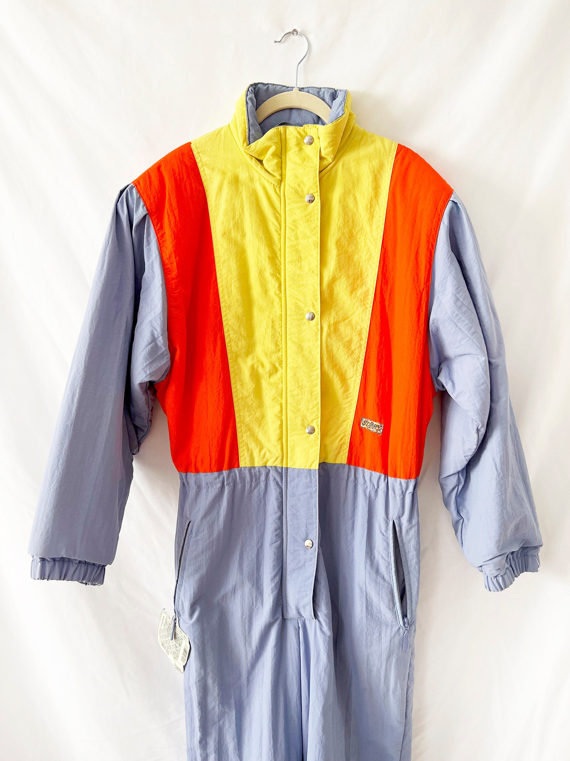 Arctic Story / Vintage 1980s Snowsuit Neon colors / Insulated / Large Size 10