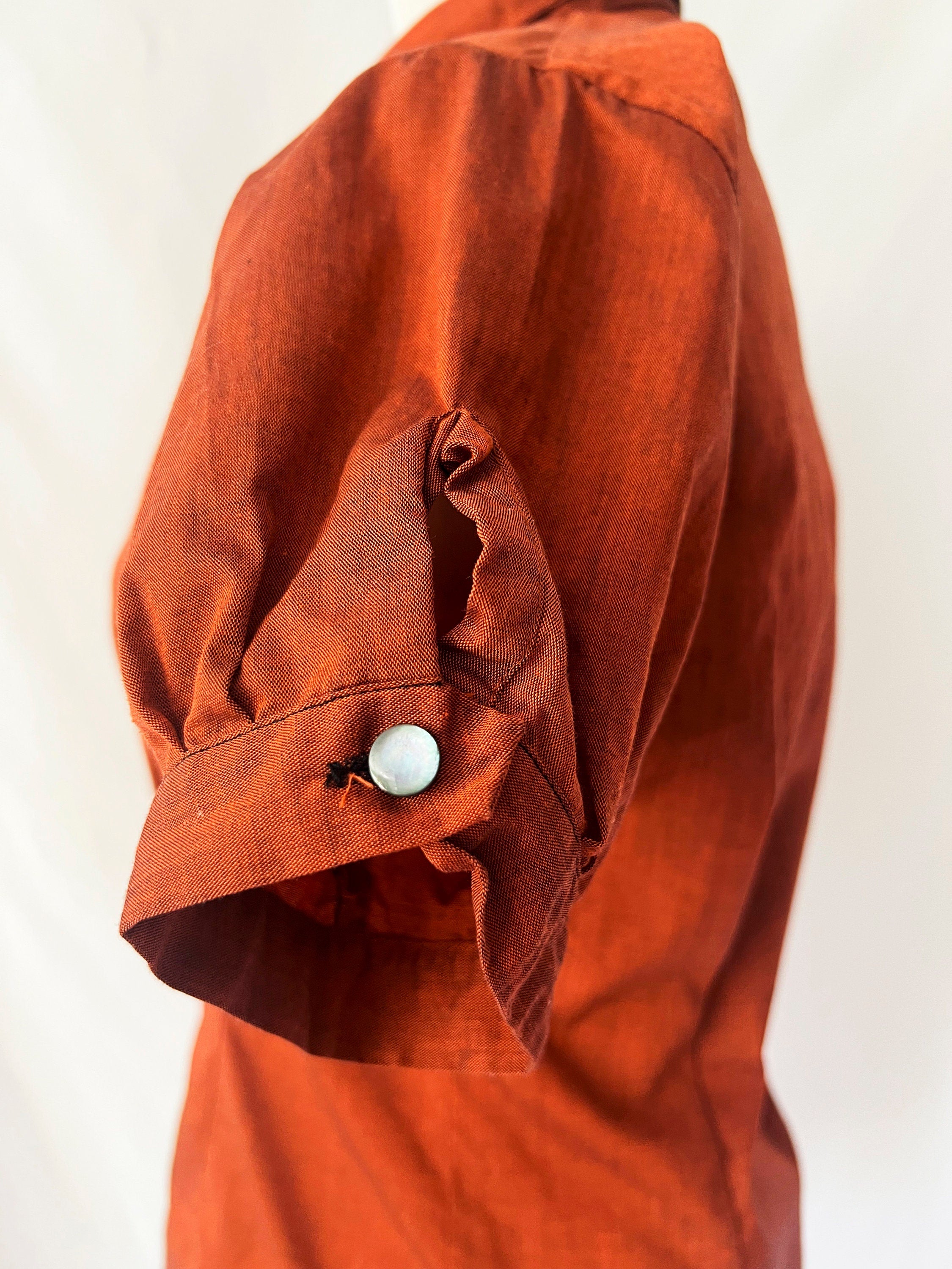 ship n shore blouse vintage 60s bronze shirt short sleeve buttondownnew with tags small