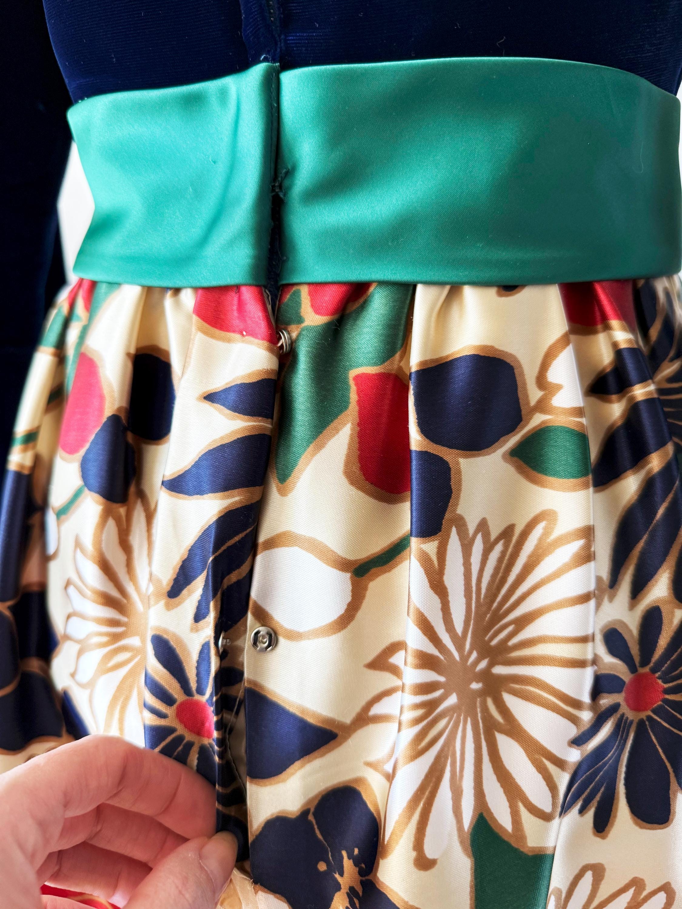 Vntg 1960s Silk Velvet Gown | 60s Floor Length Dress Small