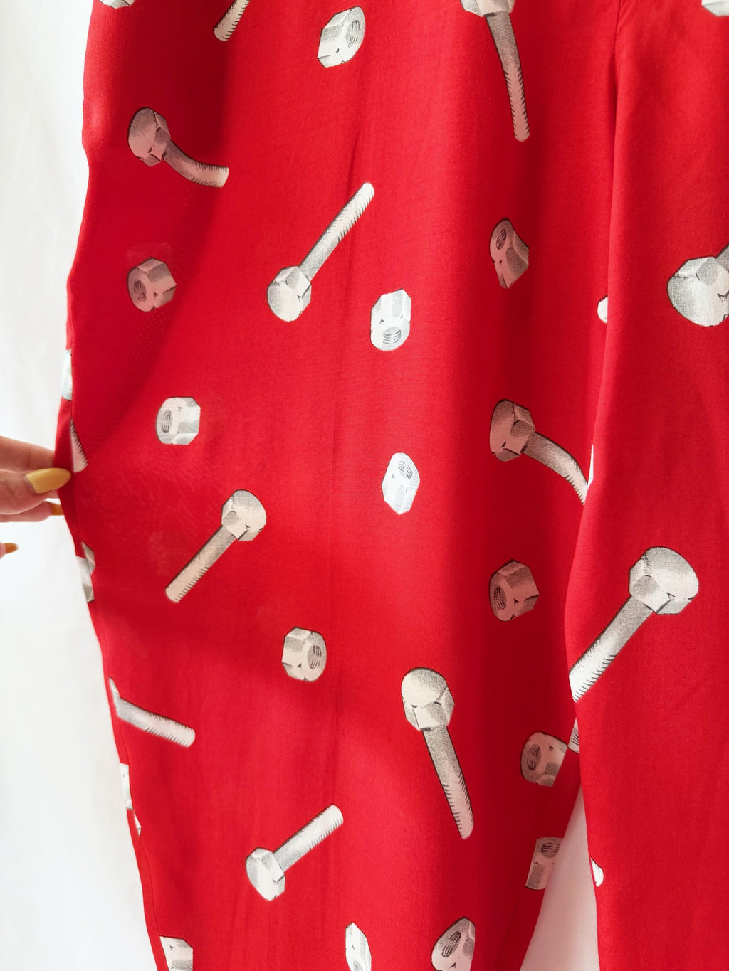 Italian Vintage 90’s Jumpsuit by Oceano Red One Piece Screws and Bolts - OSFM