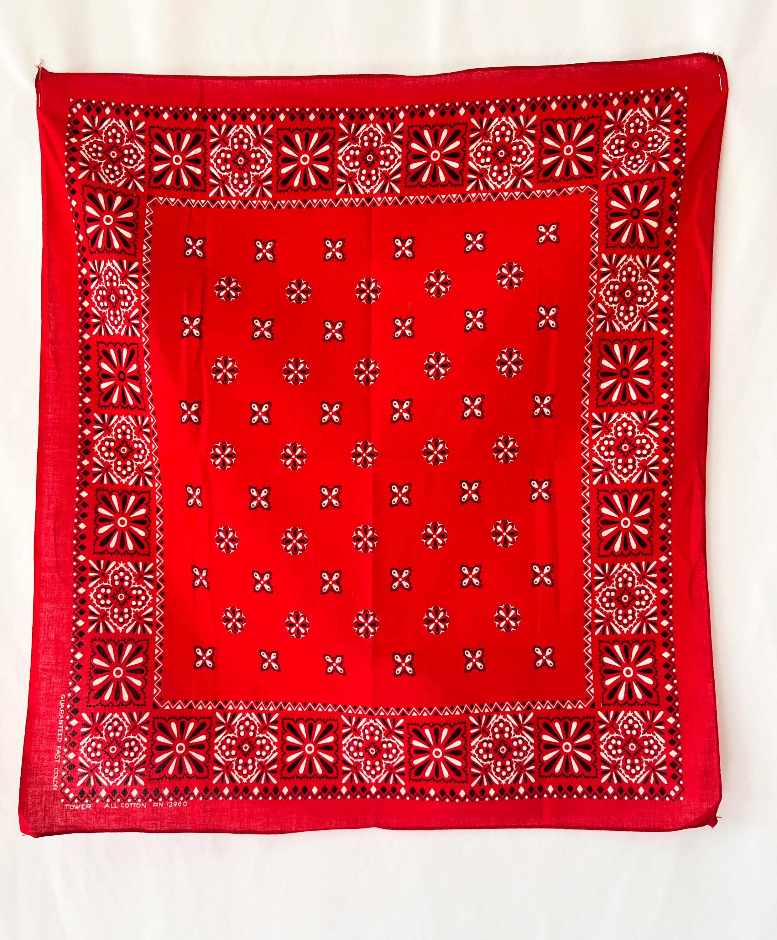 vintage  1950s classic red bandana / rn13960