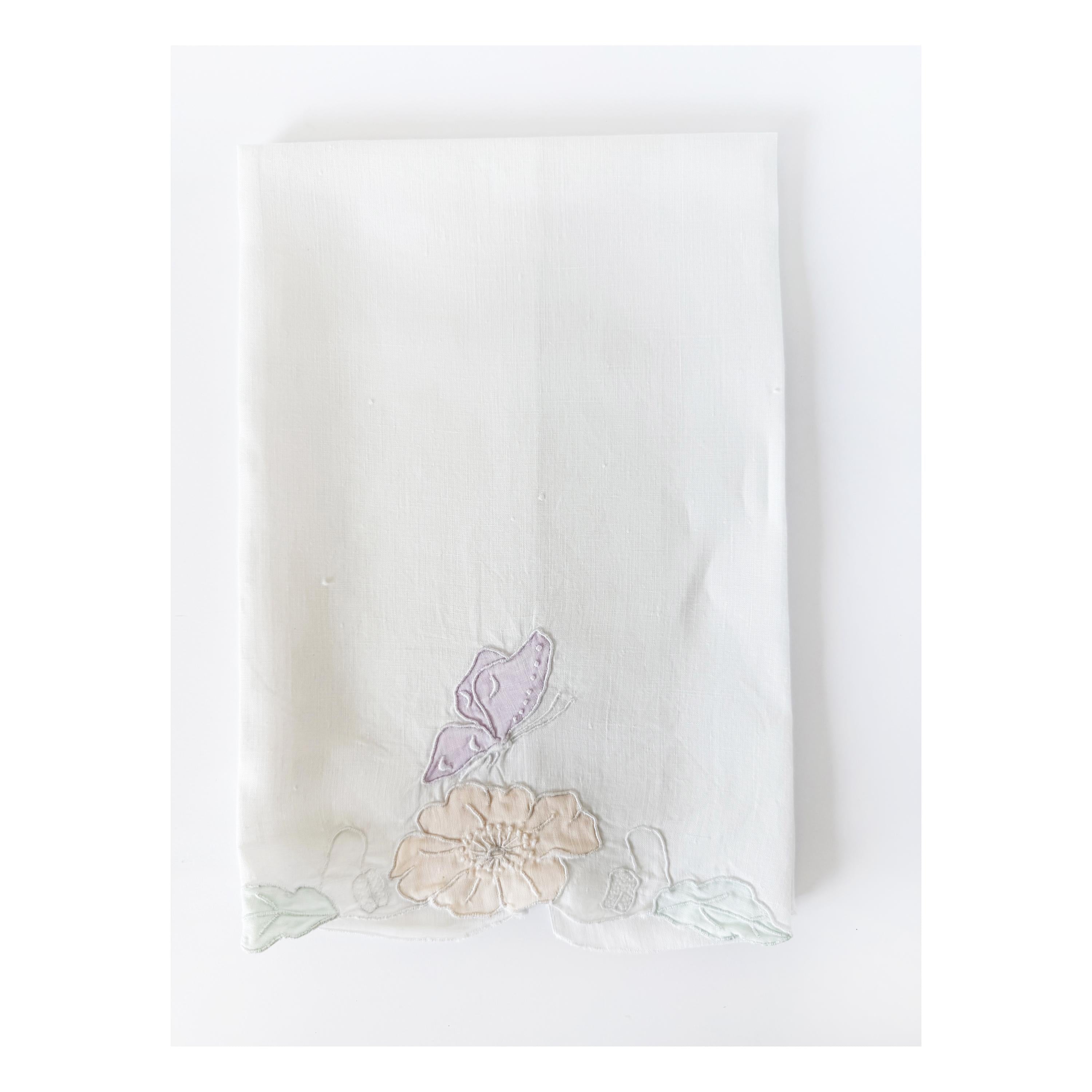 Butterfly and Flowers Embroidered Fingertip Towel