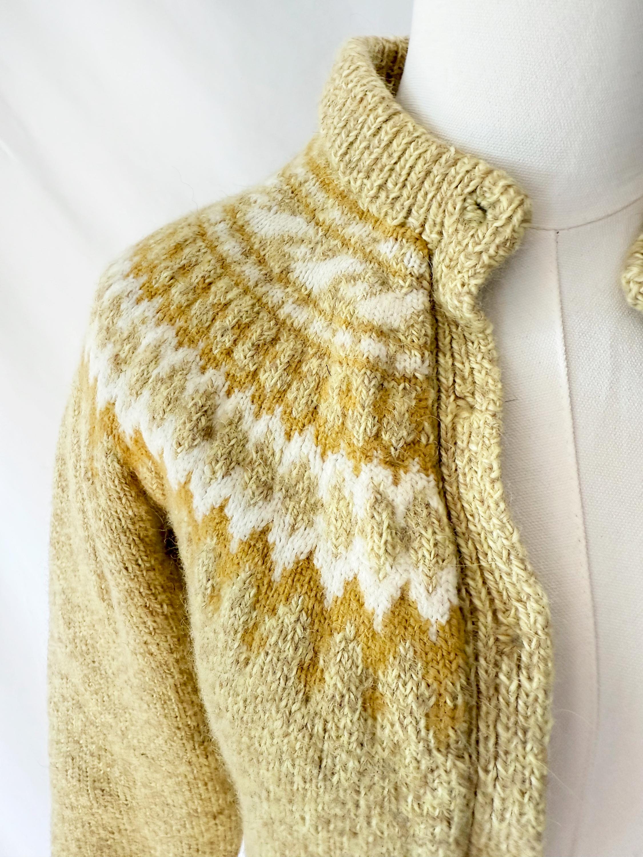 Vintage 1950s Yellow Scandinavian Cardigan Sweater Made in Denmark XSmall