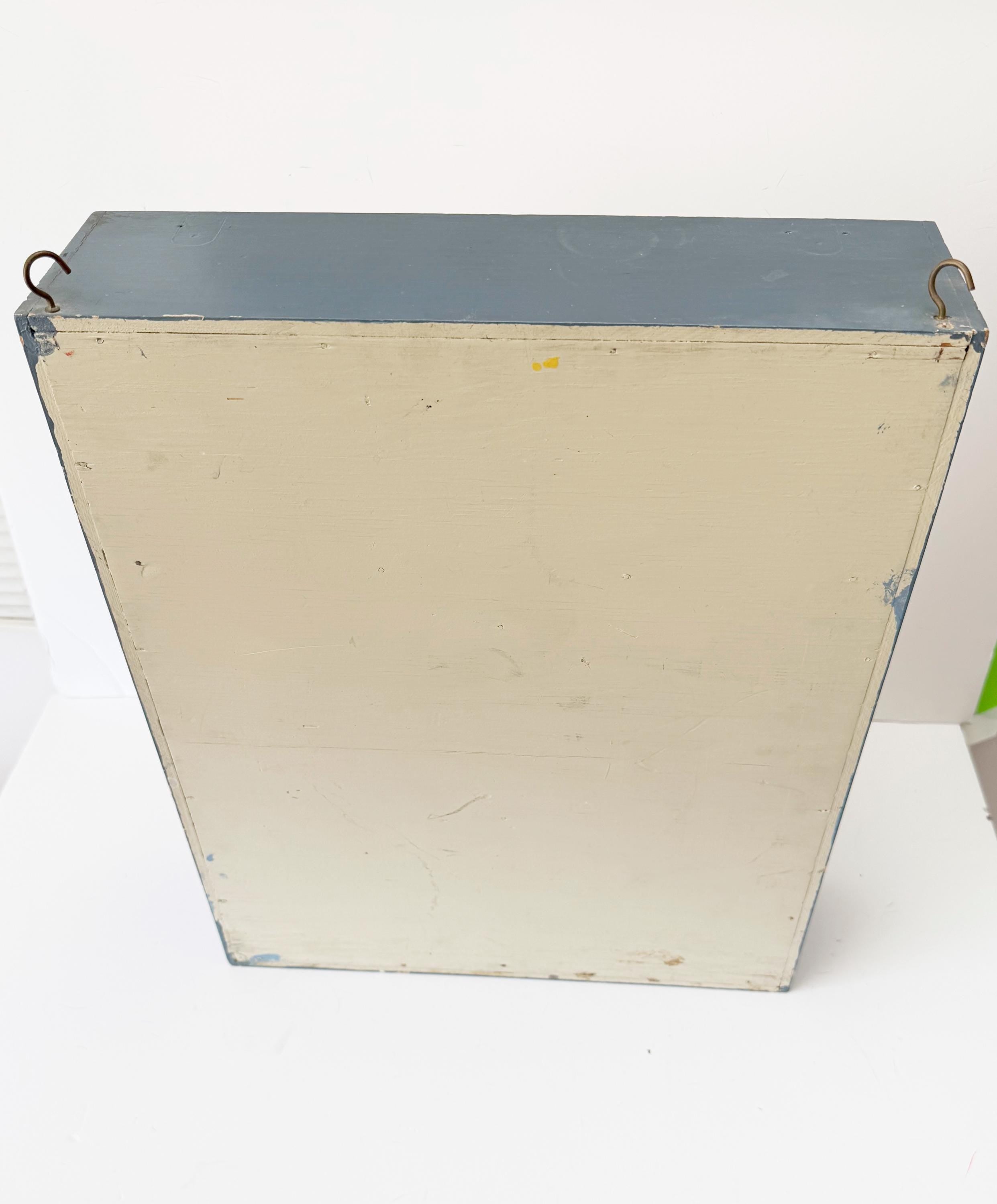 Vintage Handmade Primitive Wood and Mirror Wall Shelf