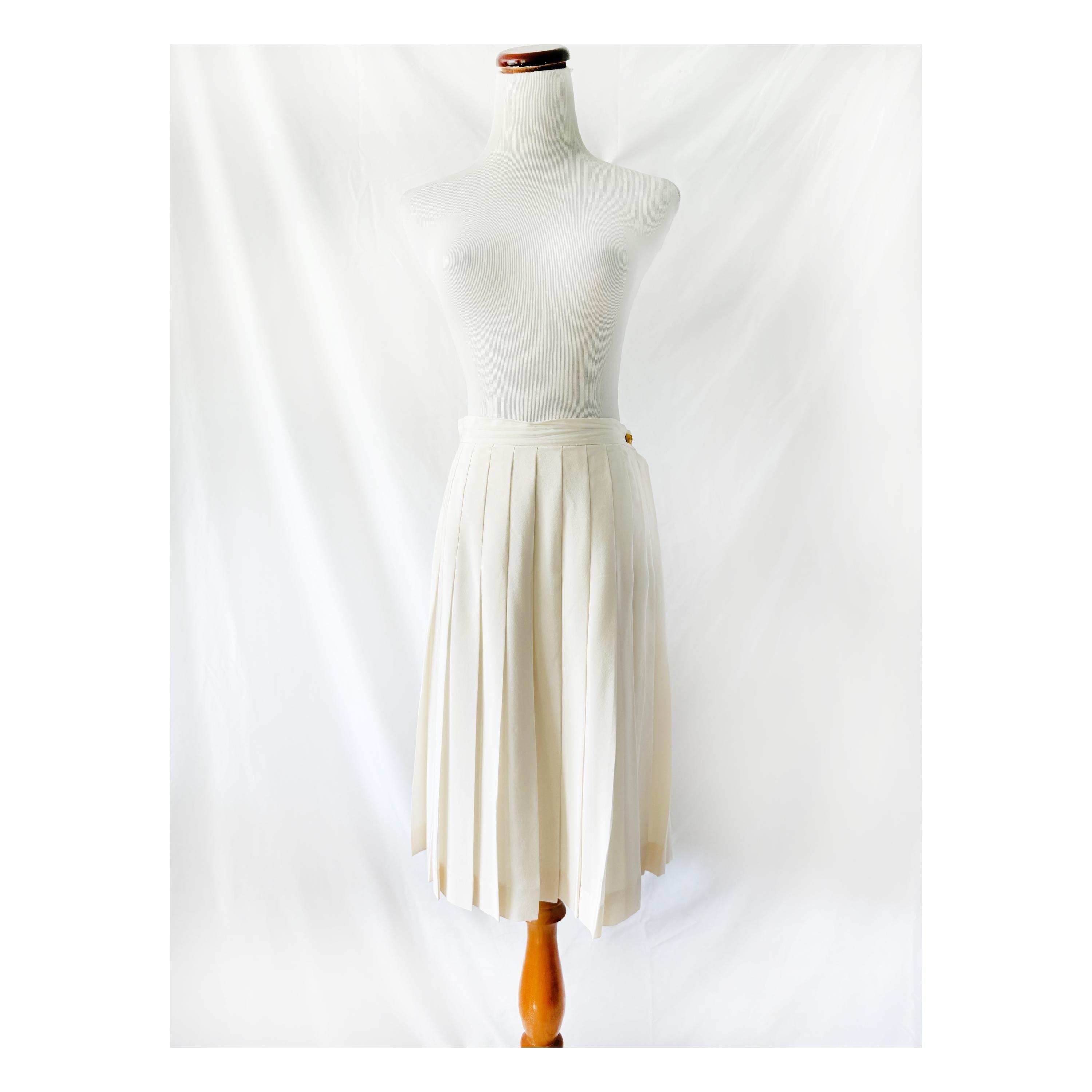 White Pleated Silk Skirt Mila Schon 27 waist