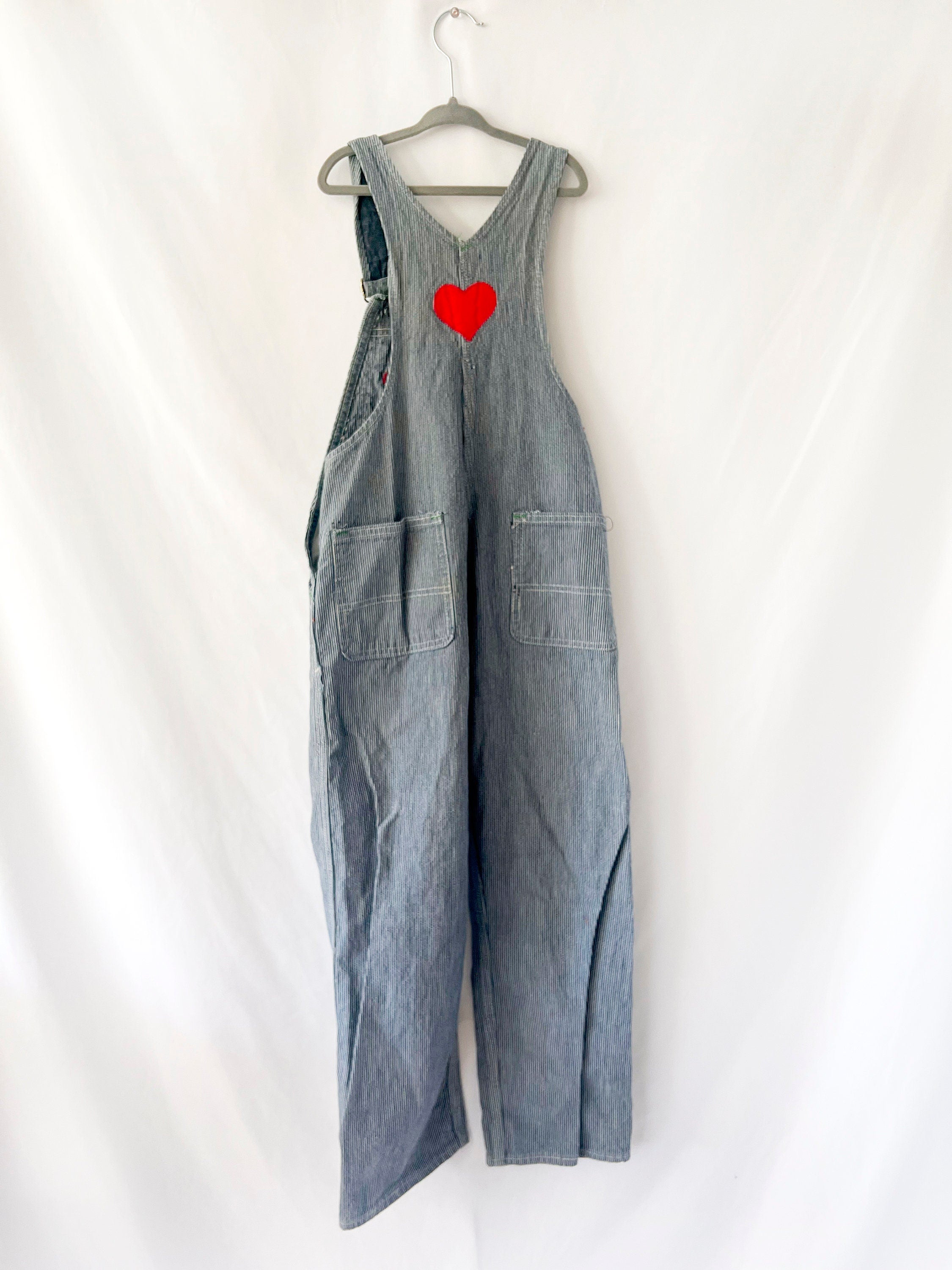 kids size 6 vintage liberty overalls  tulip and heartsconductor stripe coveralls kids