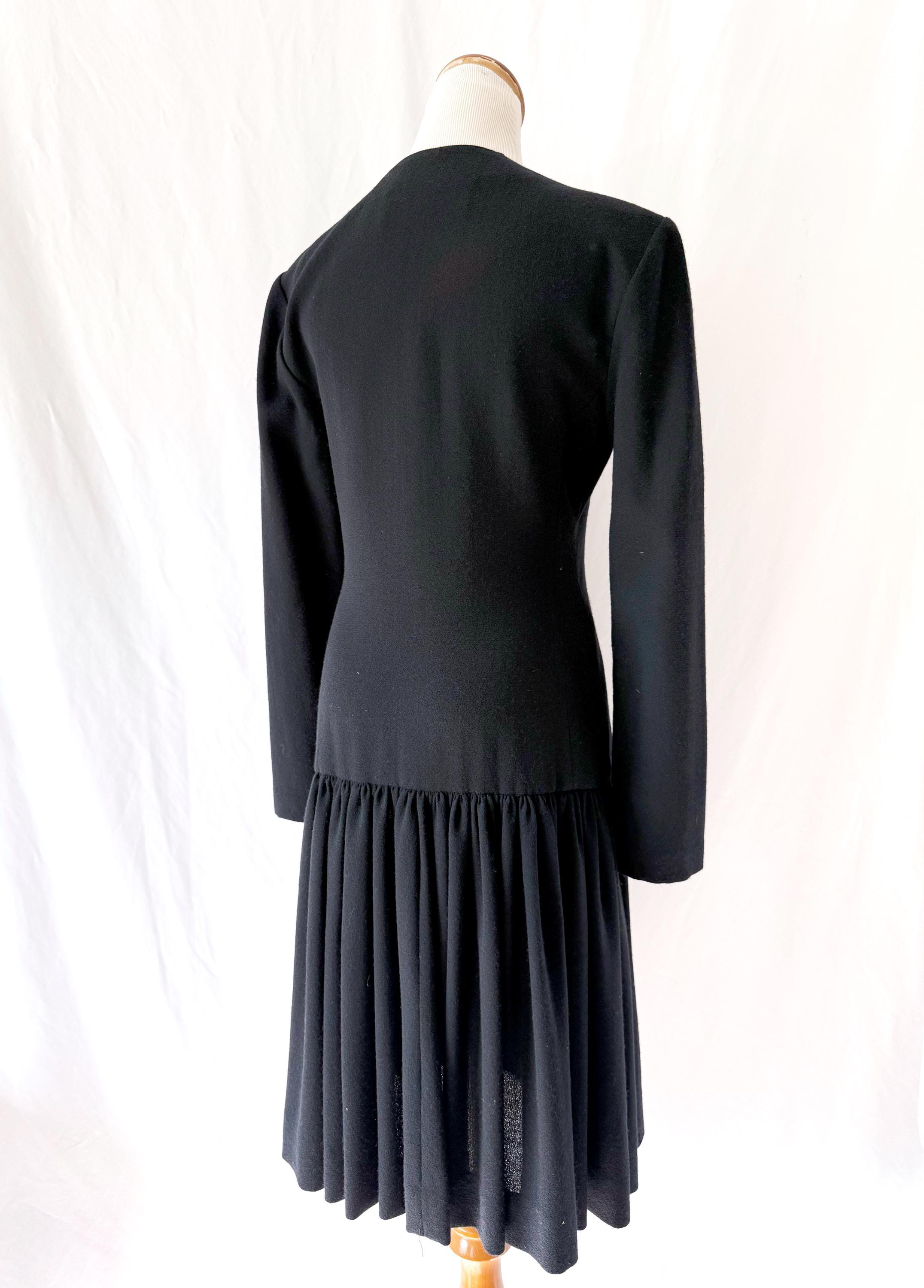 vintage Carolyn Roehm black wool dress Medium