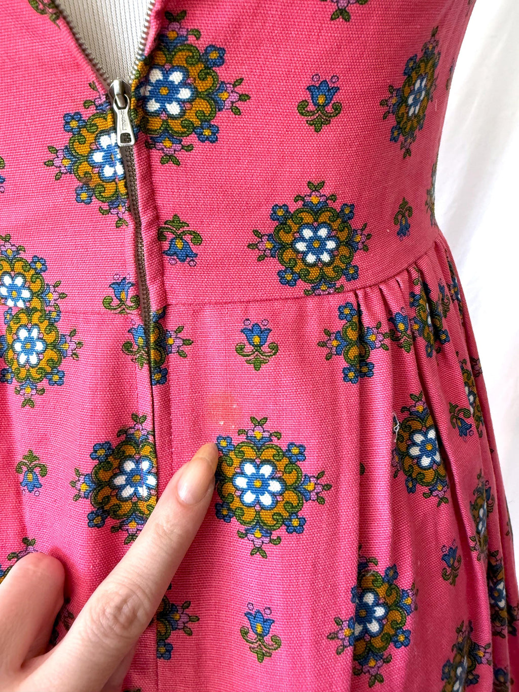 Vintage 60s Pink Dirndl Dress XS
