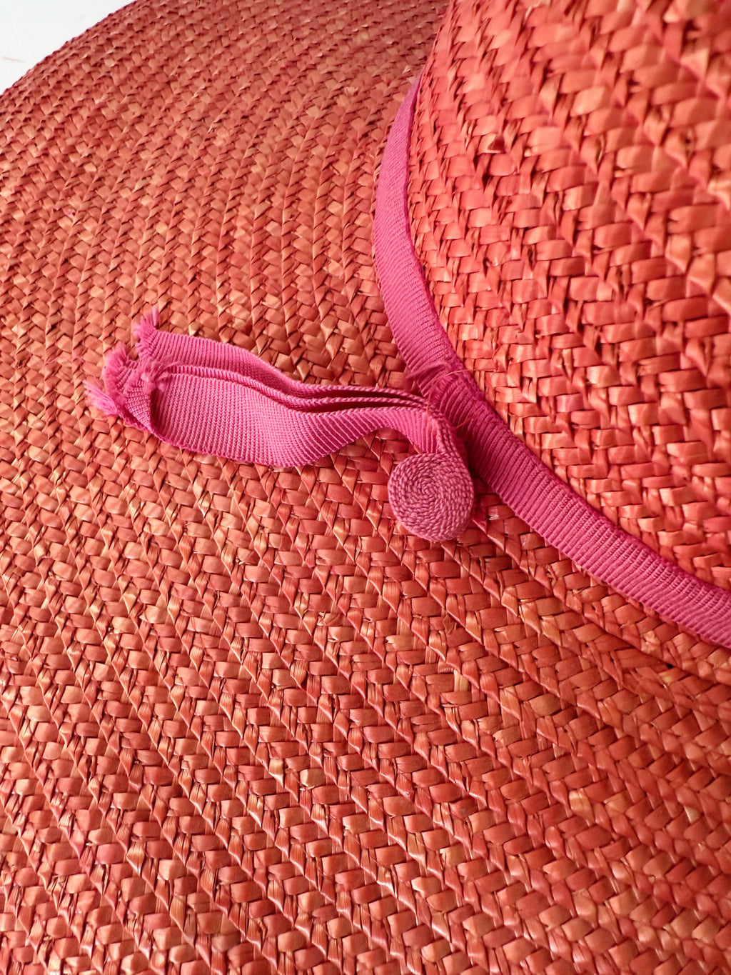 Vintage Wide Brimmed Pink Straw Hat by Betmar in Italy