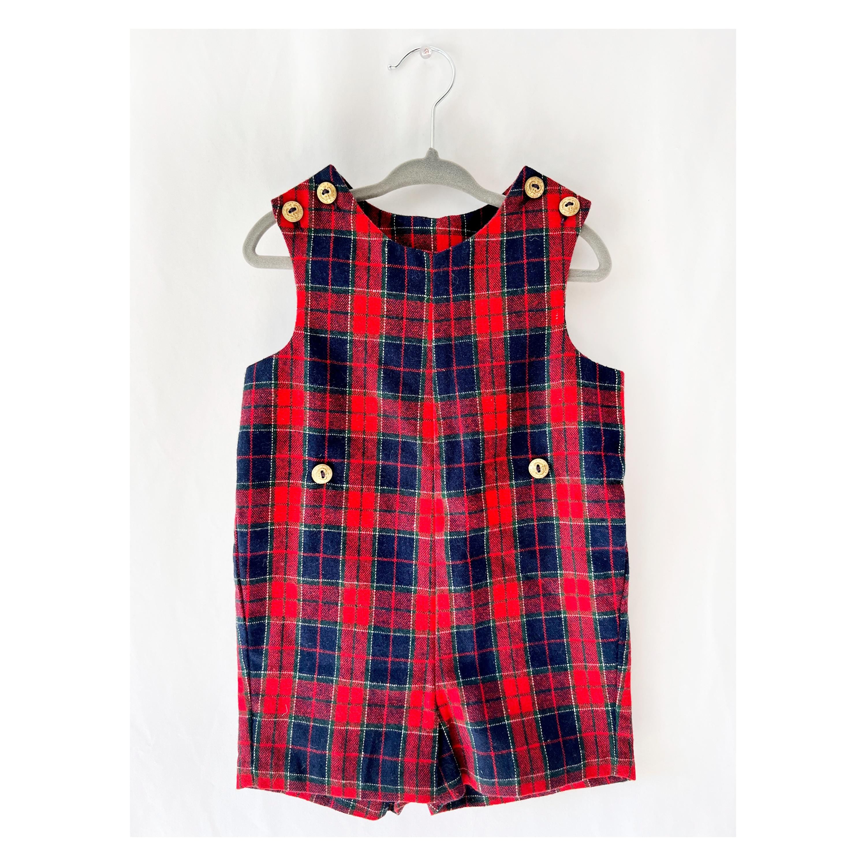 2t 1960s tartan plaid jumpsuit one piece romper