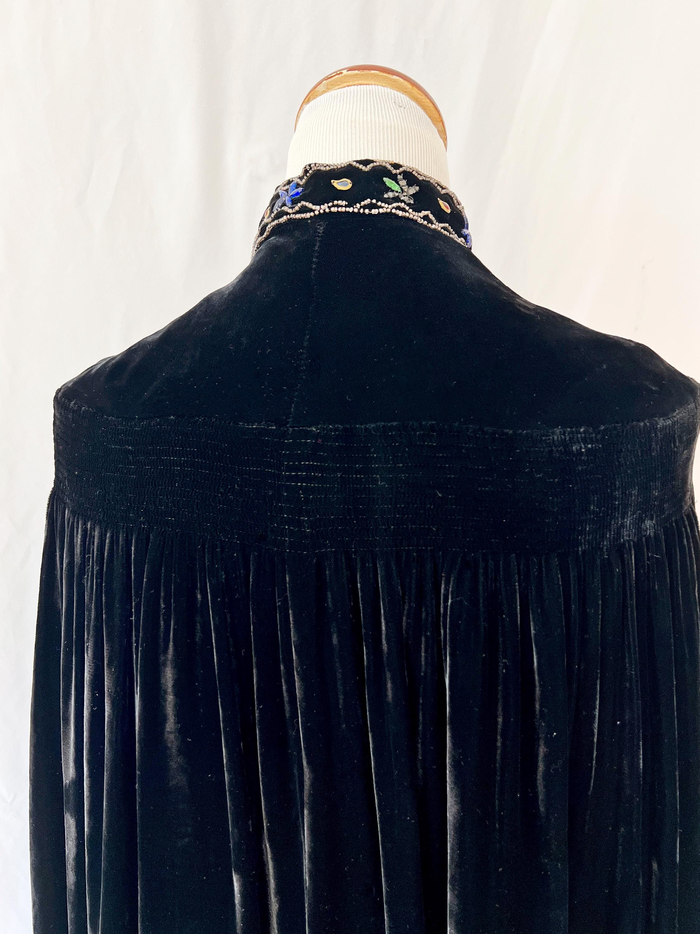 jeweled black velvet cape