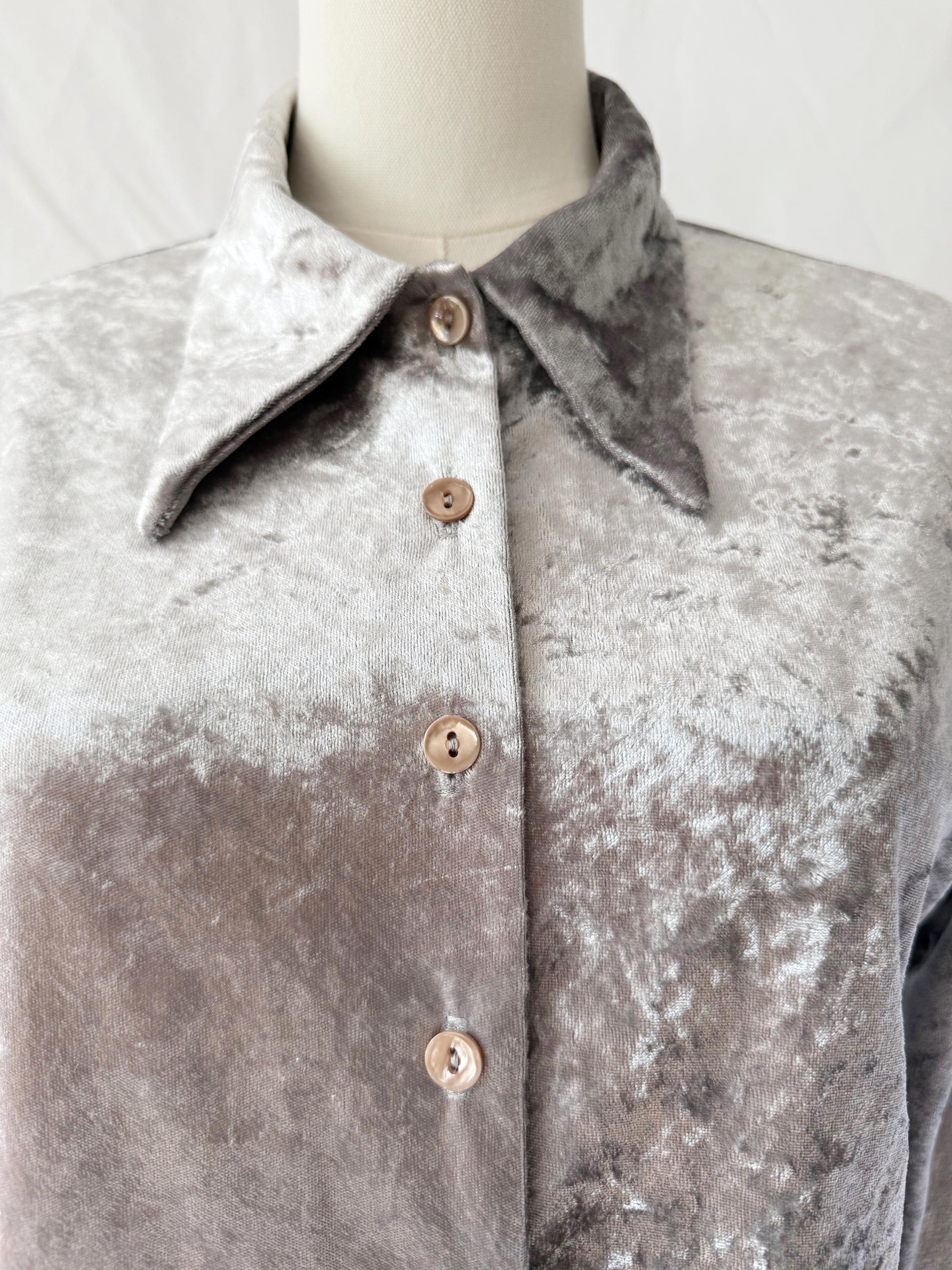 Anxiety Vintage 1990s crushed velvet shirt Medium