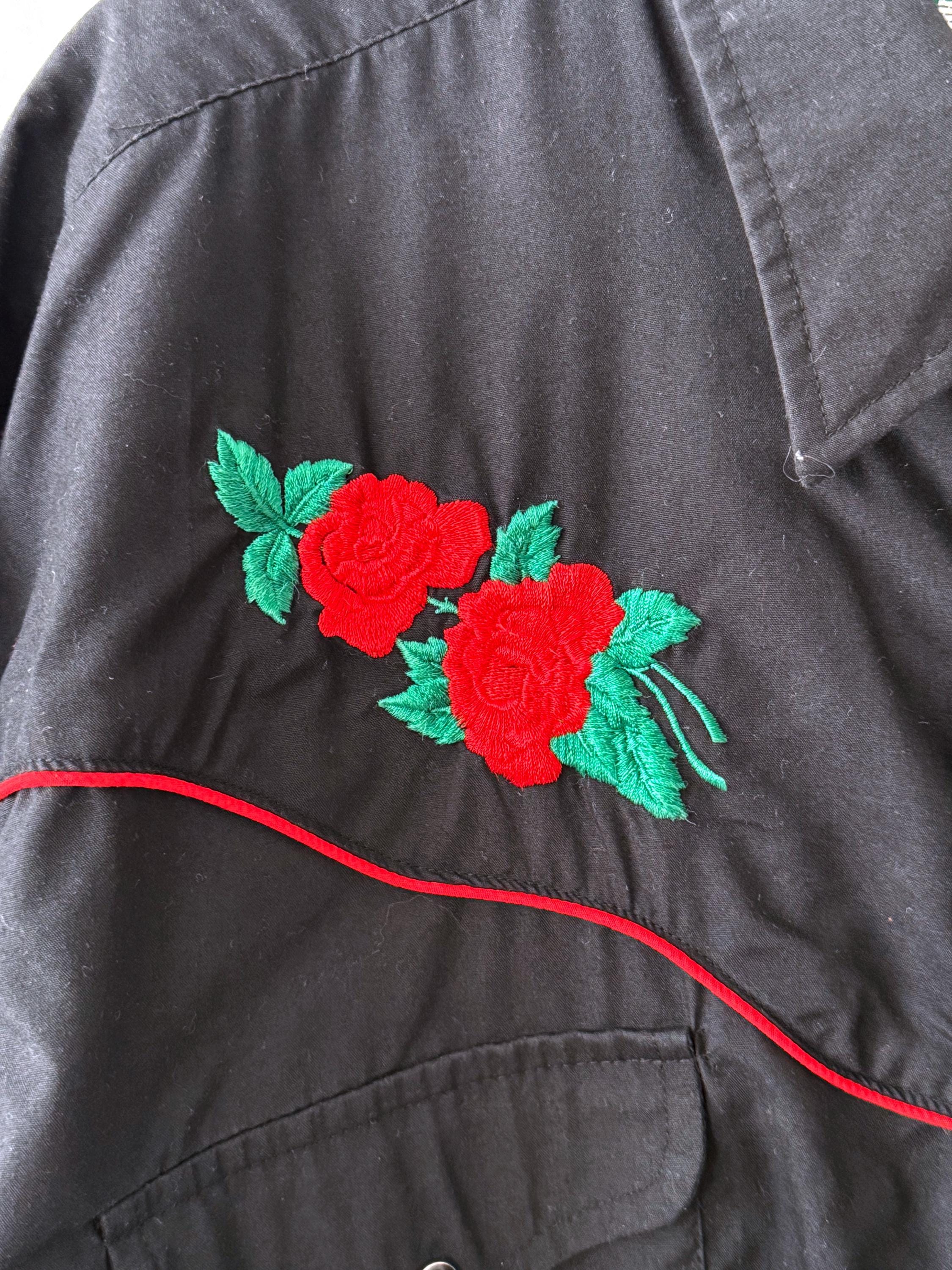 Vintage Embroidered Rose Western Shirt - Rock Creek Ranch XL