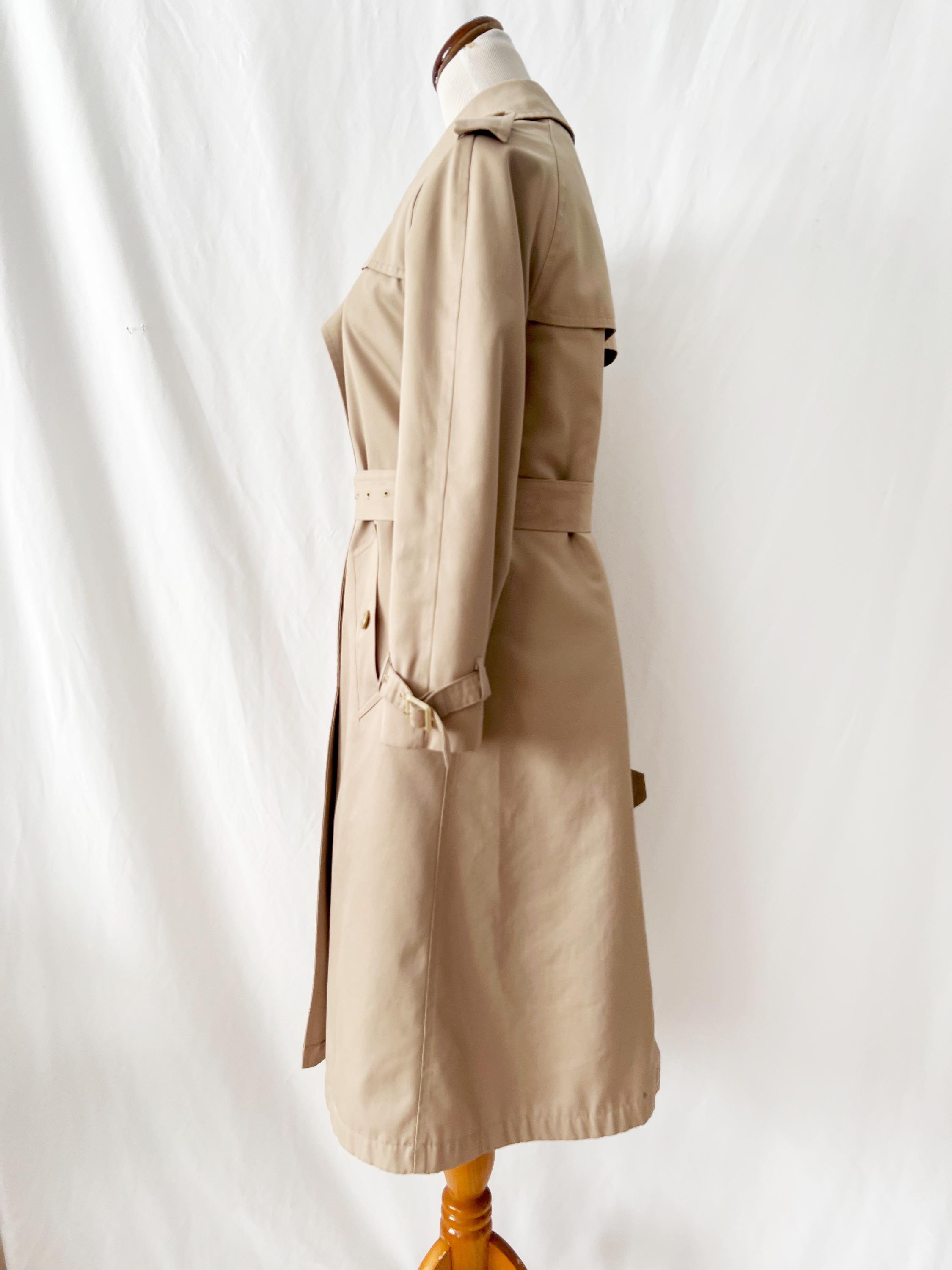 Vintage Misty Harbor Trench Coat: 70s-80s Double Breasted Midi, Size Medium
